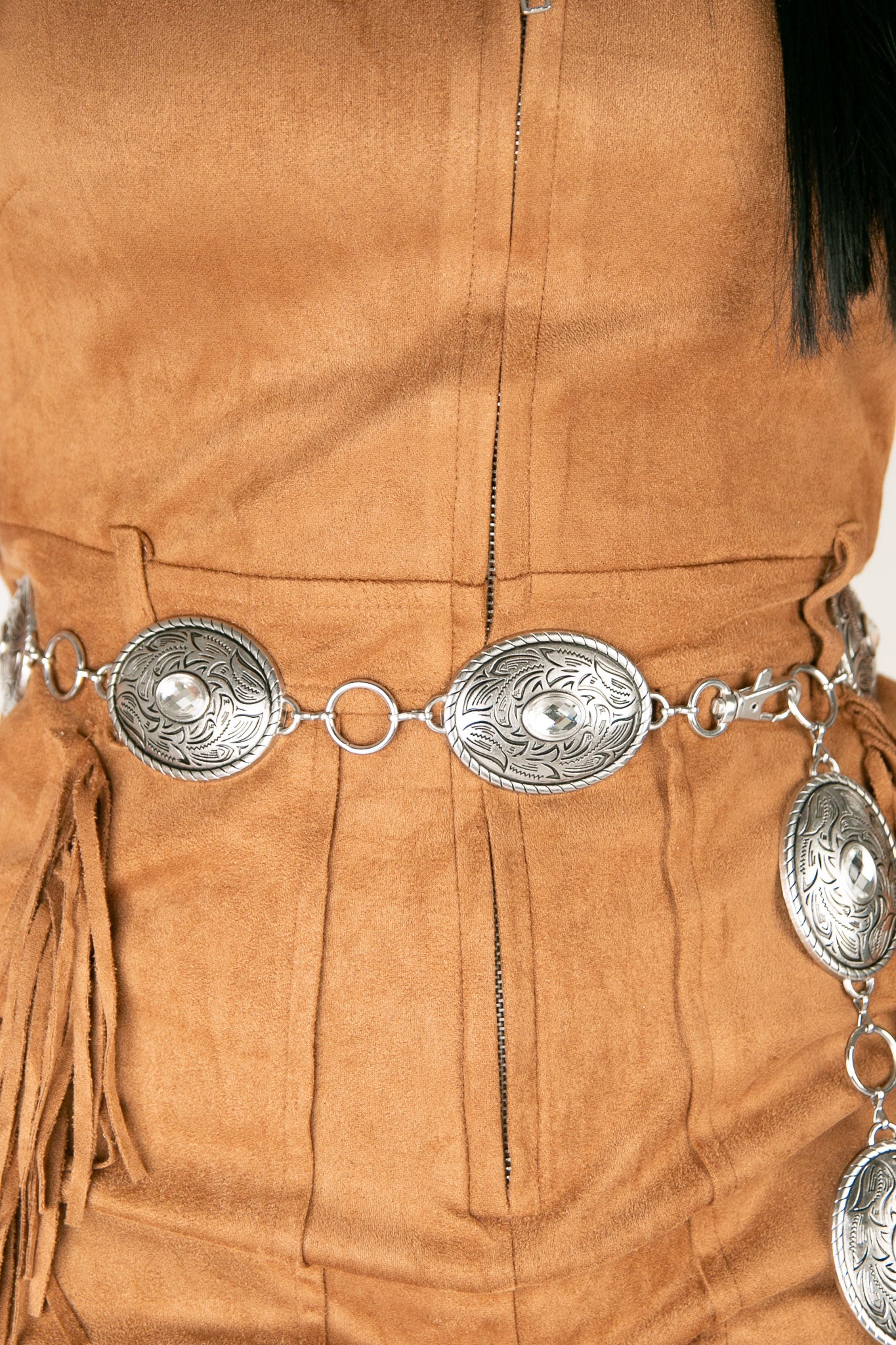 Women's Western Concho Belt with Rhinestone Buckle - Stylish Cowgirl Fashion Accessory for Jeans & Dresses - Perfect for Rodeo, Country Music Concerts & Western Parties