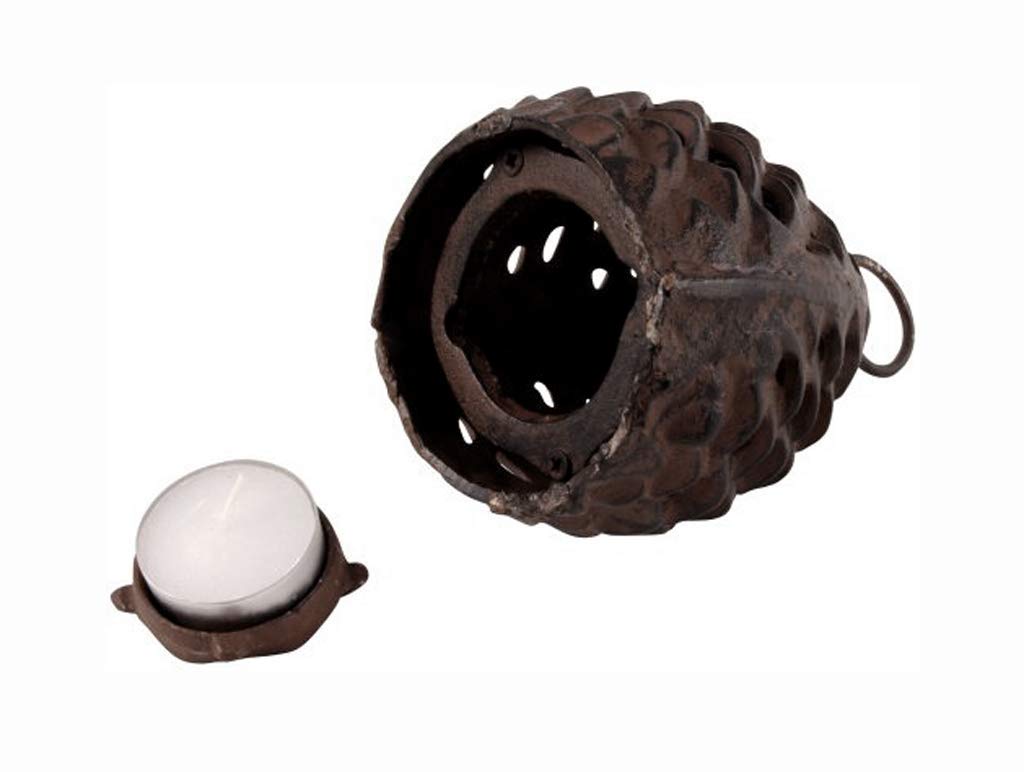 Pinecone Shaped Hanging Votive Candle Holder - Cast Iron Tea Light Lantern for Home Decor, Rustic Wedding Centerpiece, Christmas Tabletop Decoration, Fireplace Mantel Display