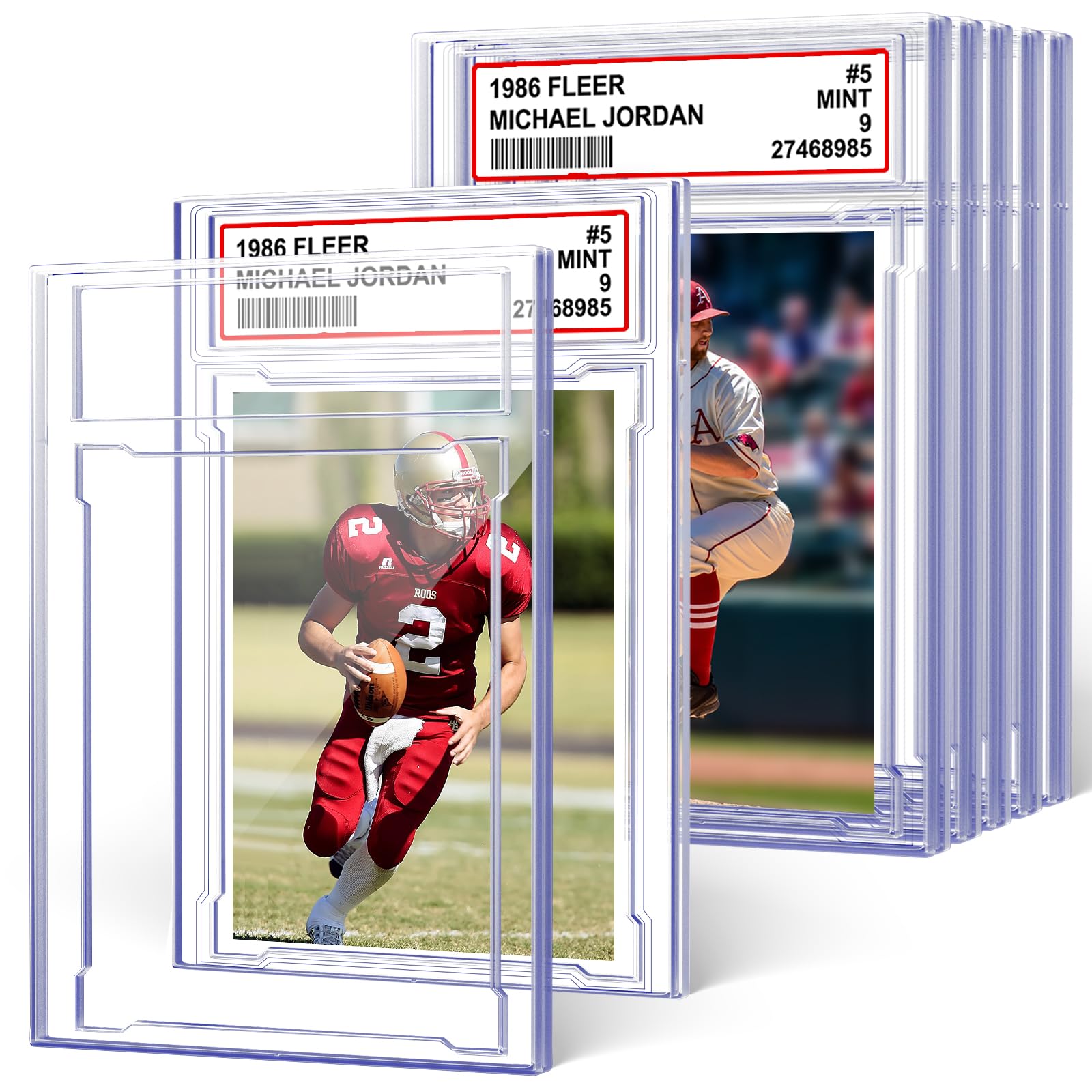 6 PCS Acrylic Trading Card Holders - Graded Card Slab Sleeves with Label Position for MTG, TCG & Sports Cards | Perfect for Storage, Display & Collectible Protection (Ideal for Card Showcases, Home Decor & Gaming Tournaments)
