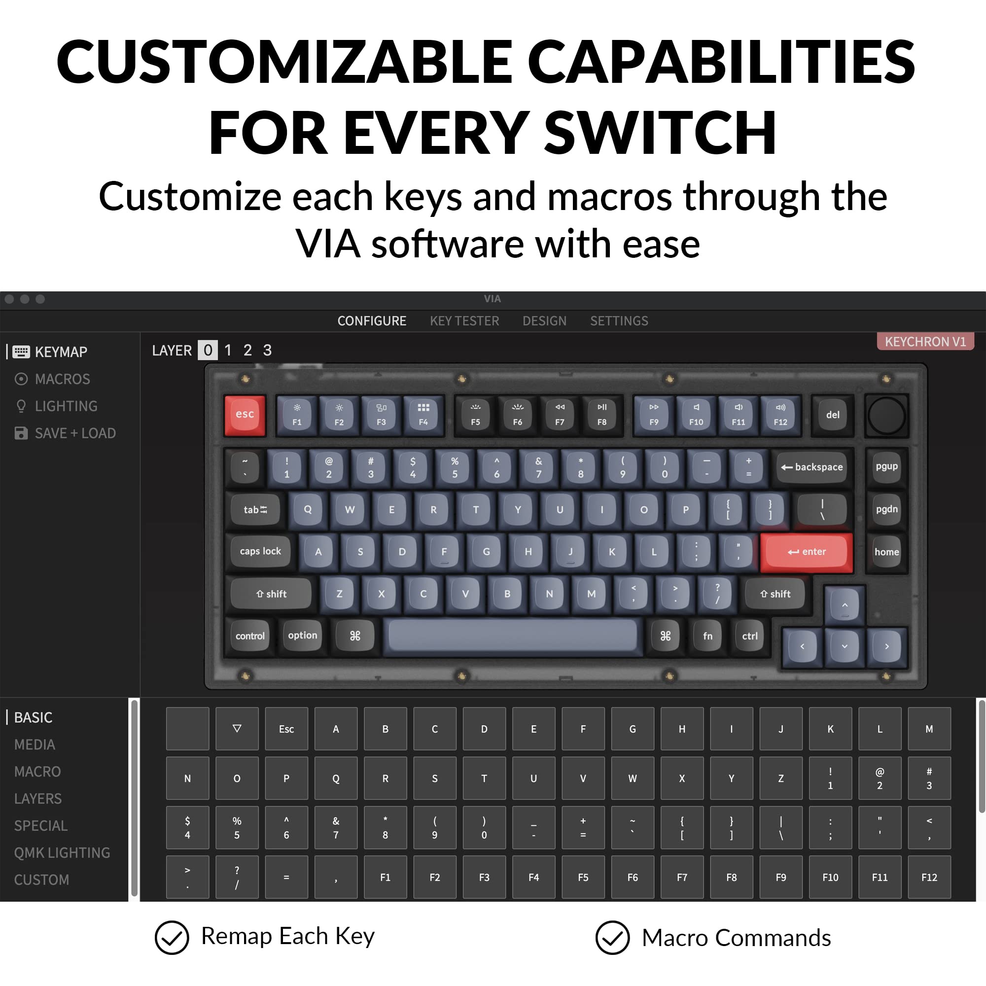 Keychron V1 Wired Custom Mechanical Keyboard with Knob - 75% Compact Layout, QMK/VIA Programmable, Hot-Swappable K Pro Red Switches, Mac/Windows/Linux Compatible (Frosted Black Translucent) - Perfect for Gaming, Coding & Office Work
