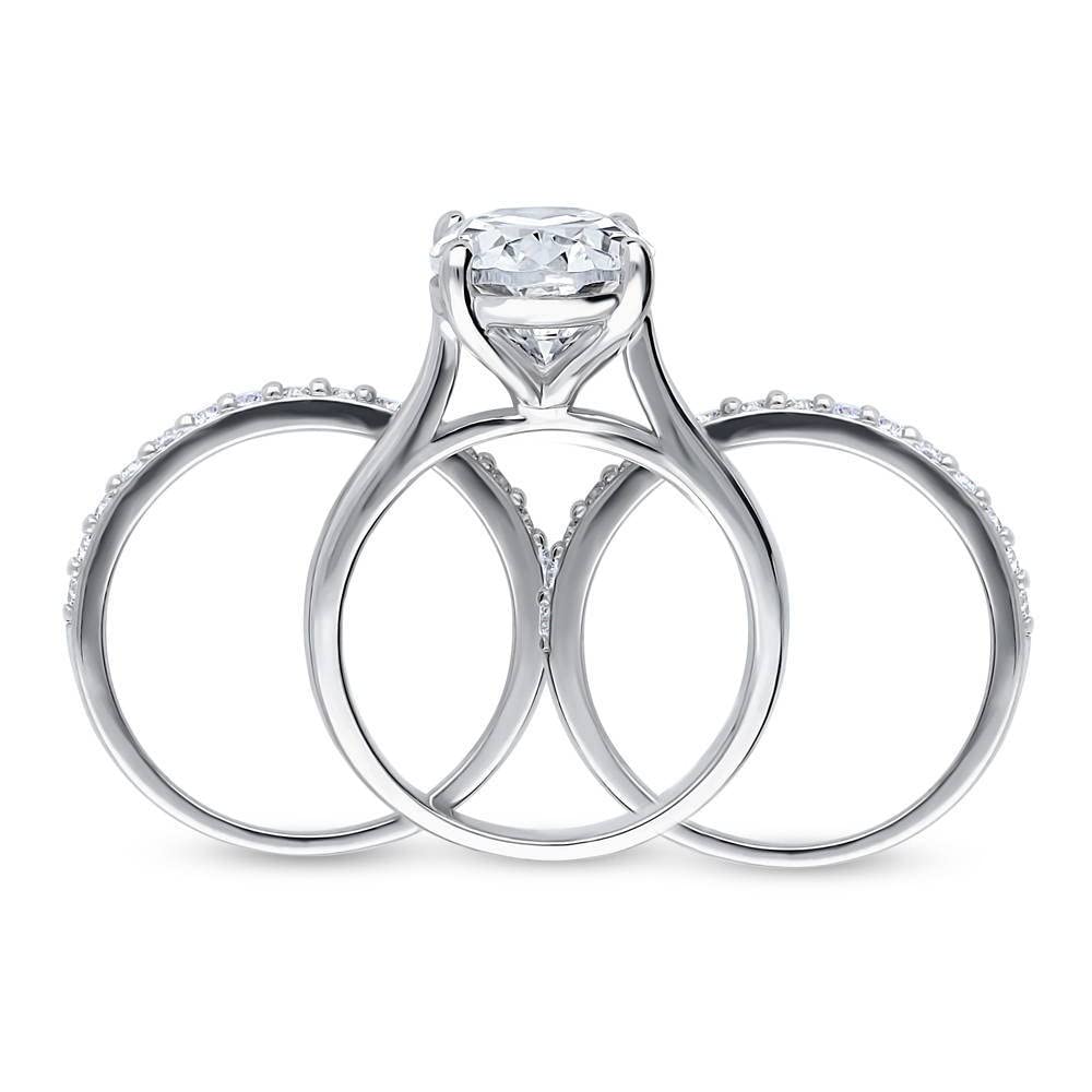 BERRICLE Sterling Silver Solitaire Wedding & Engagement Ring Set for Women - 5.5 Carat Oval Cut Cubic Zirconia CZ, Rhodium Plated, Size 4-10 | Perfect for Proposals, Anniversaries & Special Occasions