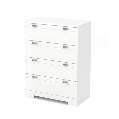 Pemberly Row 4-Drawer Wooden Dresser - White Bedroom Chest Organizer with Vertical Storage for Closet & Hallway | Perfect for Small Spaces, Apartment Living & Home Organization