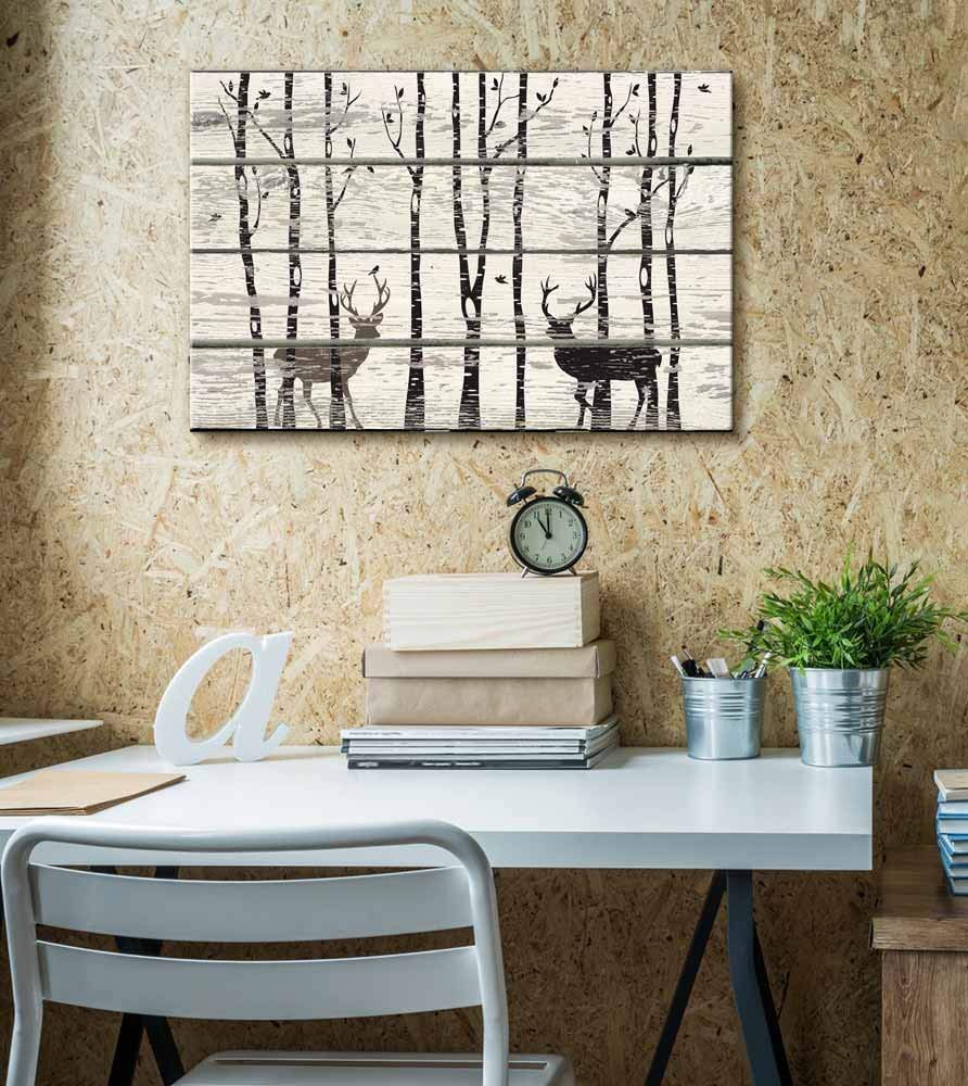 SIGNWIN - 16x24 Inches Deer in Forest Abstract Canvas Wall Art - High Definition Giclee Printed Poster for Living Room, Bedroom & Office Decor - Modern Home & Office Wall Decorations