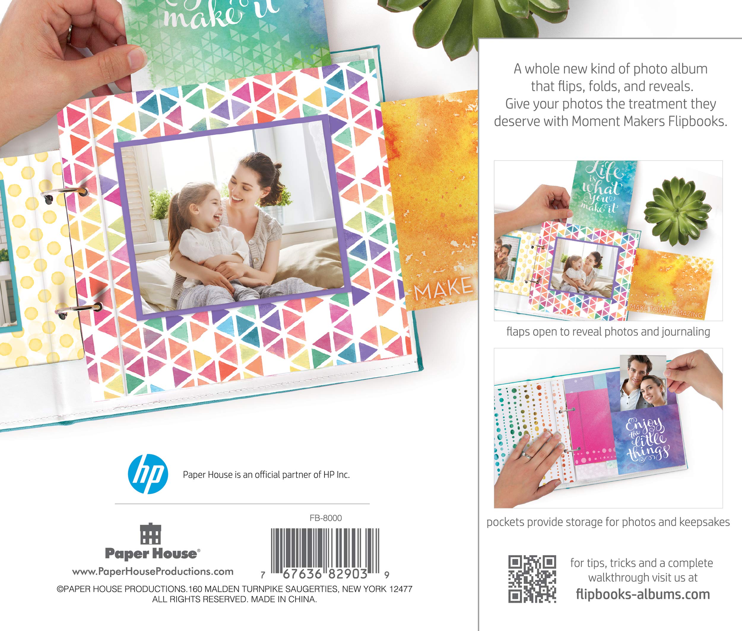 HP Scrapbook Flipbook Memory Album | Teal Blue DIY Photo Book for Travel, Wedding & Baby Memories - Perfect for Scrapbooking, Gift Giving & Creative Projects