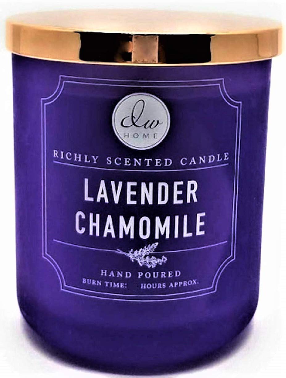 DW Home Large Matte Purple Tumbler Candle with Lid - Lavender Chamomile Scented Soy Wax Candle for Relaxation | Perfect for Bedroom, Bathroom & Home Decor