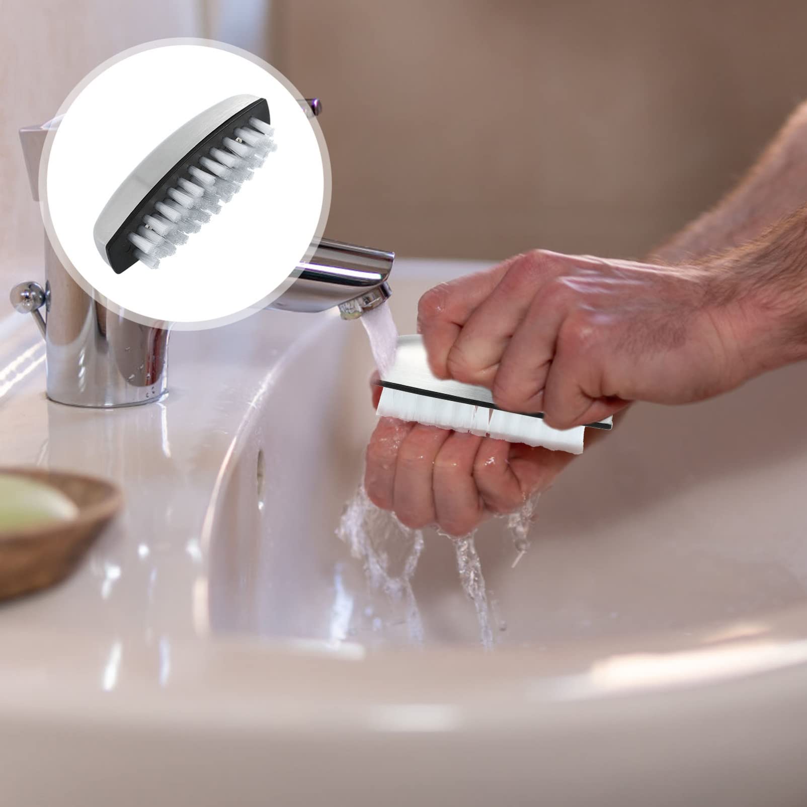 3-Piece Nail Brush Set - Professional Manicure & Pedicure Cleaning Brushes for Women & Men - Durable Kitchen Hand Washing Brush for Nail Care, Hygiene & Deep Cleaning - Perfect for Salon, Home Spa & Dishwashing