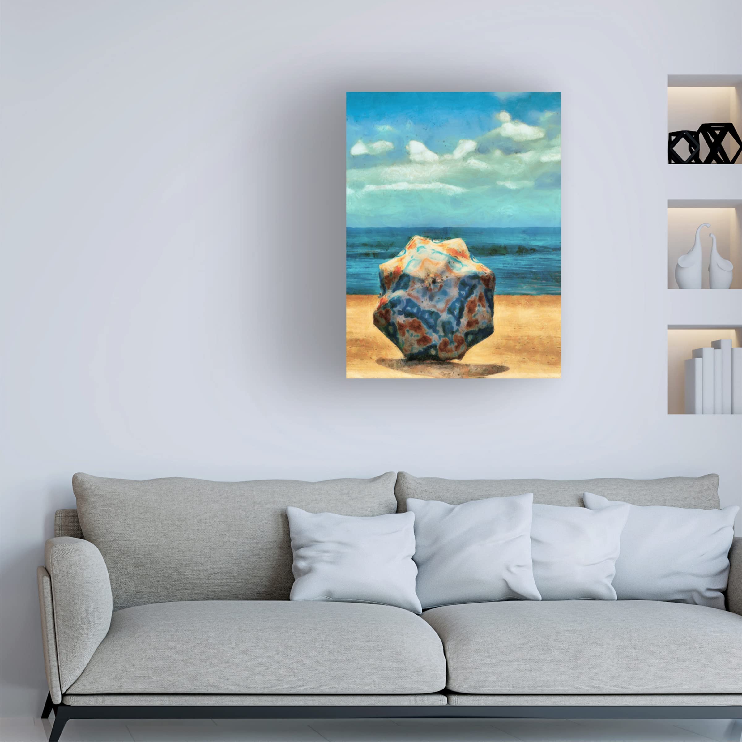 Alonzo Saunders 'Beach Umbrella III' Canvas Wall Art Print - Coastal Decor for Living Room, Bedroom & Beach House