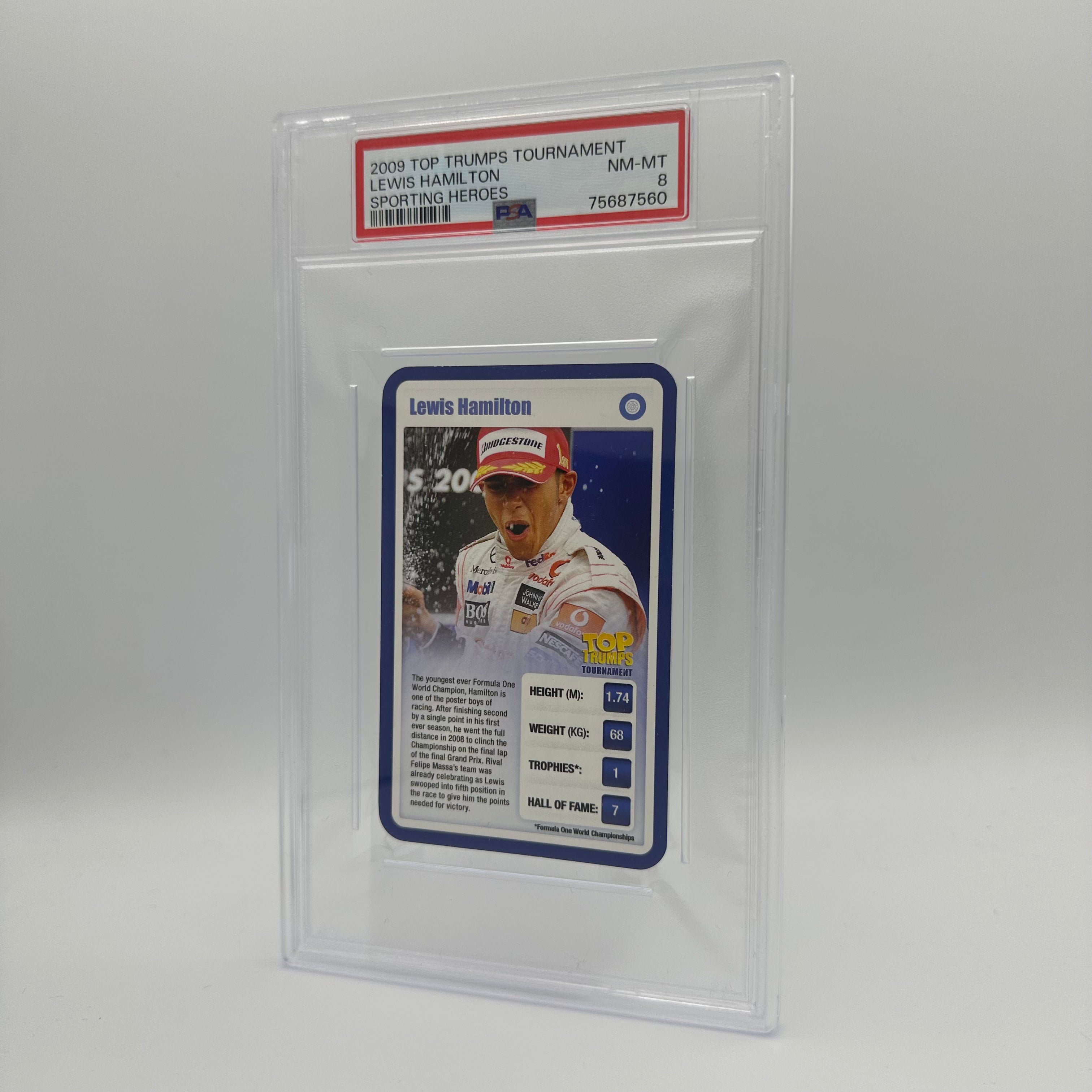 PSA 8 Graded Lewis Hamilton #NM MT 2009 Top Trumps Tournament Sporting Heroes Card - Perfect for Collectors, Fans & Sports Memorabilia Enthusiasts