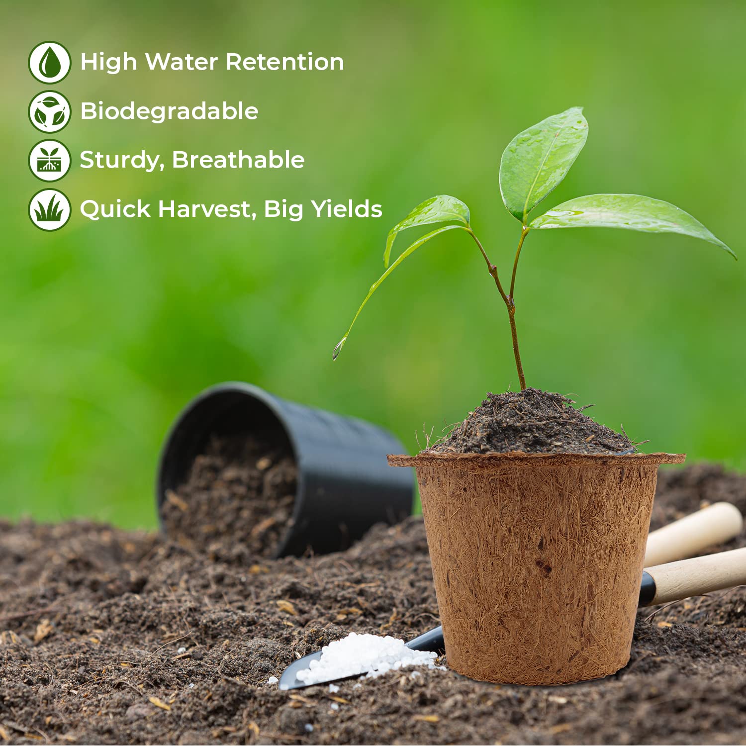 Premium Eco-Friendly Coconut Fiber Seed Starter Pots - Biodegradable Coco Coir Planters for Seedlings, Germination, Herbs, Flowers & Strawberries (24 Pack) - Ideal for Indoor Gardening, Greenhouses & Organic Farming