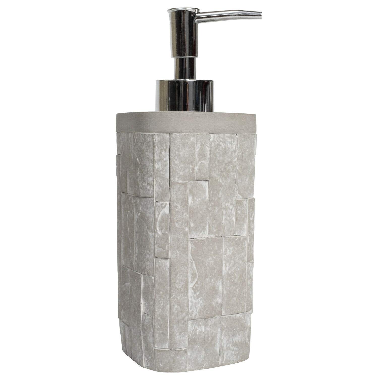 Avalon Concrete Bathroom Soap Dispenser & Lotion Pump - Modern Minimalist Bath Accessories for Sink Countertop, Shower, and Spa Decor