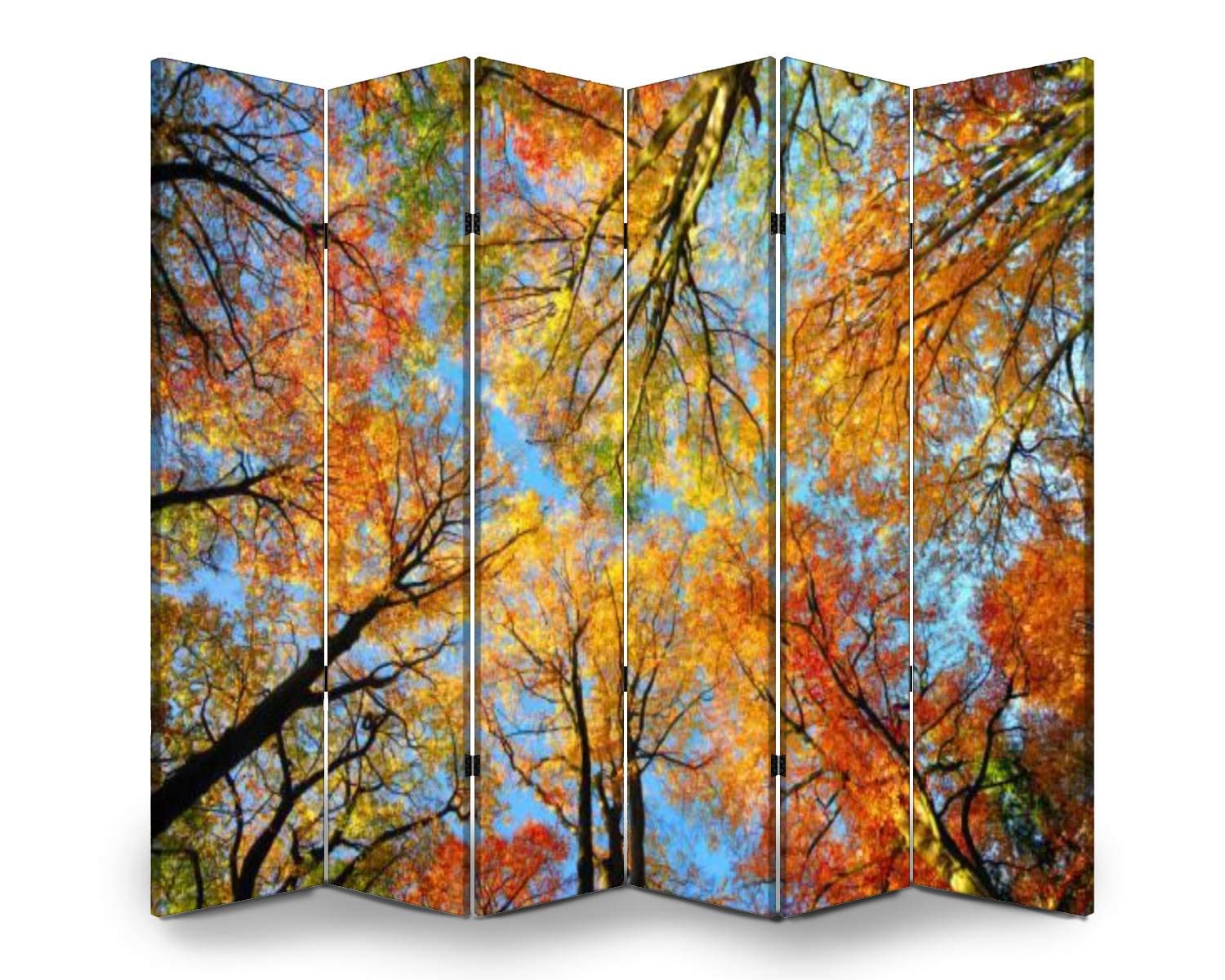 APED DECOR 6-Panel Wooden Room Divider - Colorful Autumn Tree Canopy & Blue Sky Design, Dual-Sided Folding Privacy Screen for Home & Office - Perfect for Living Rooms, Bedrooms, and Studio Partitions