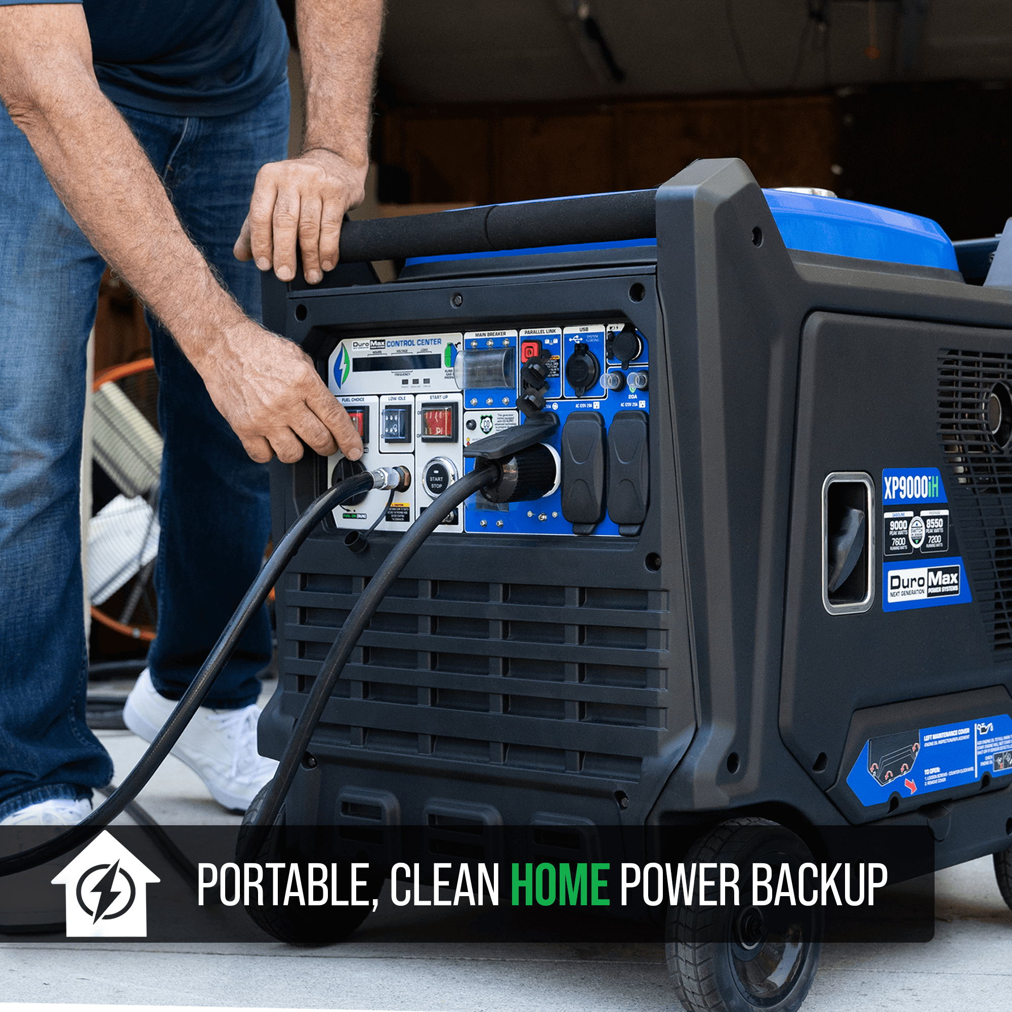 9,000 Watt Dual Fuel Portable Inverter Generator with CO Alert - Reliable Backup Power for Home, Camping & Emergency Use