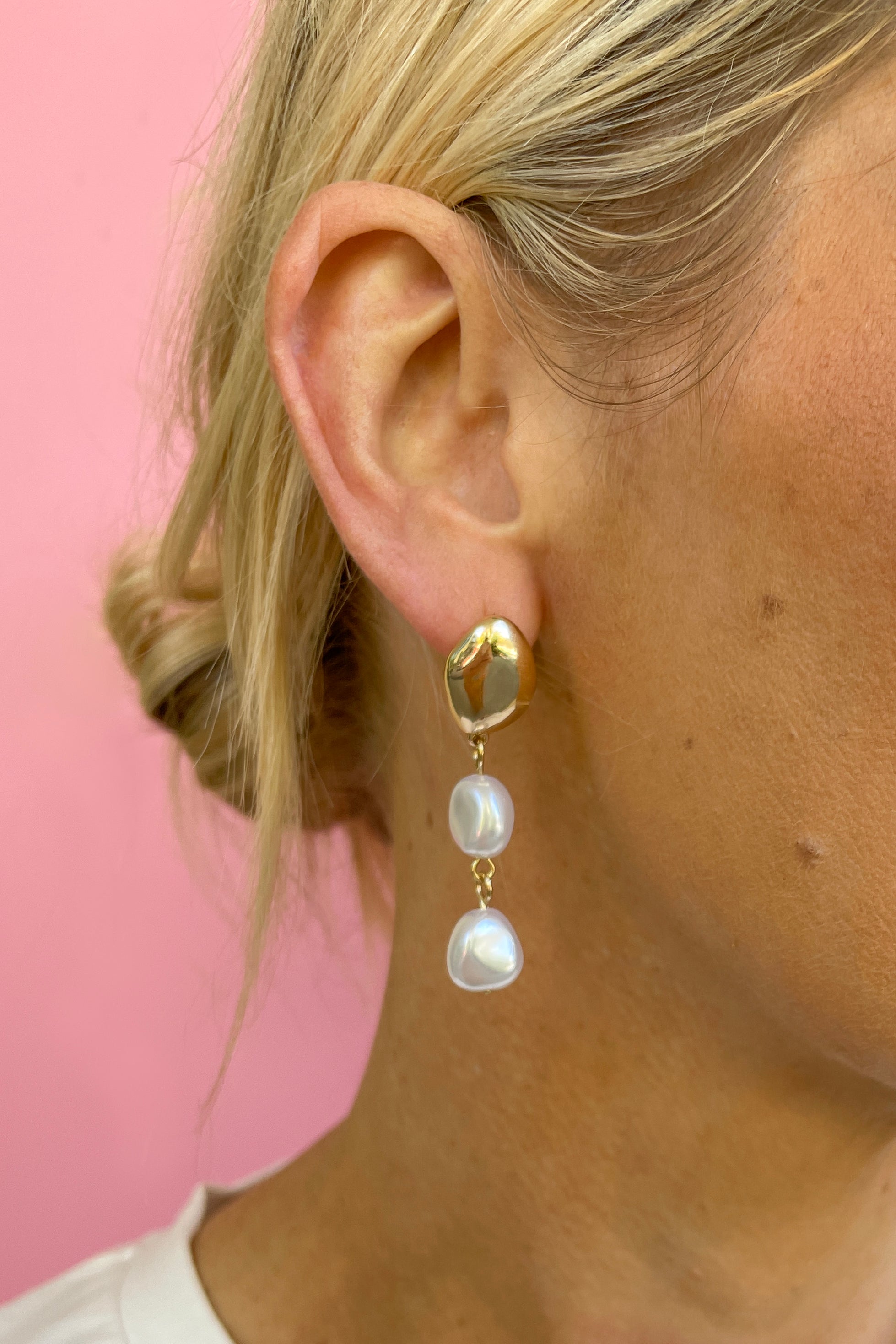 14K Gold Pearl Drop Earrings for Women - Elegant Dangle Earrings for Wedding, Party & Special Occasions