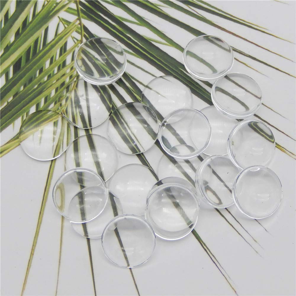 15mm Flat Back Round Clear Glass Cabochons - 100 Pack Dome Tiles for DIY Jewelry Making, Earrings, Pendants, Arts & Crafts Projects - Perfect for Scrapbooking, Home Decor, and Gift Making