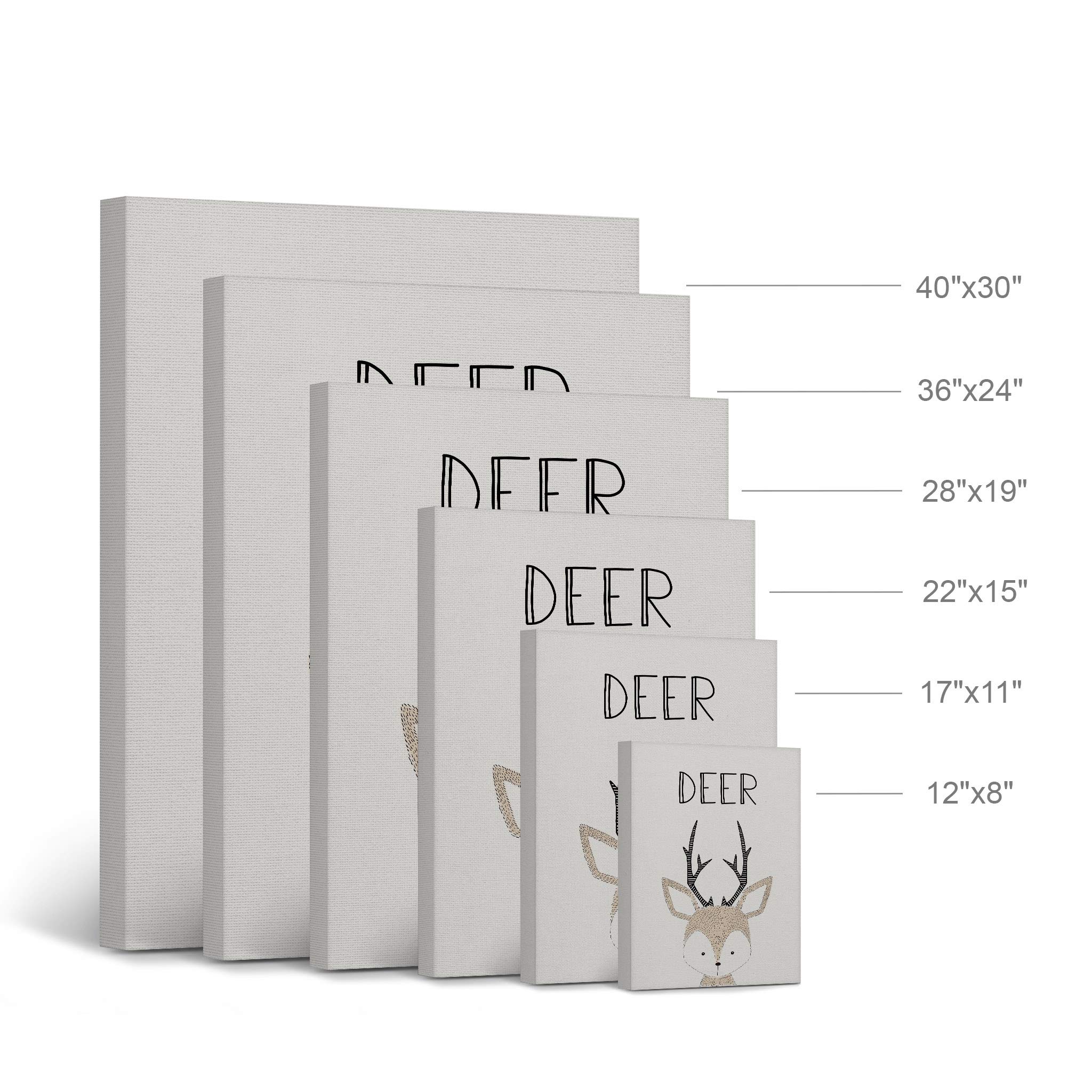 Pretty Deer Painting Canvas Print - Kids Room Decor, Nursery Wall Art with Cream Background, Ready to Hang 12x8 | Made in USA | Perfect for Baby Shower Gifts & Children's Bedroom Decor