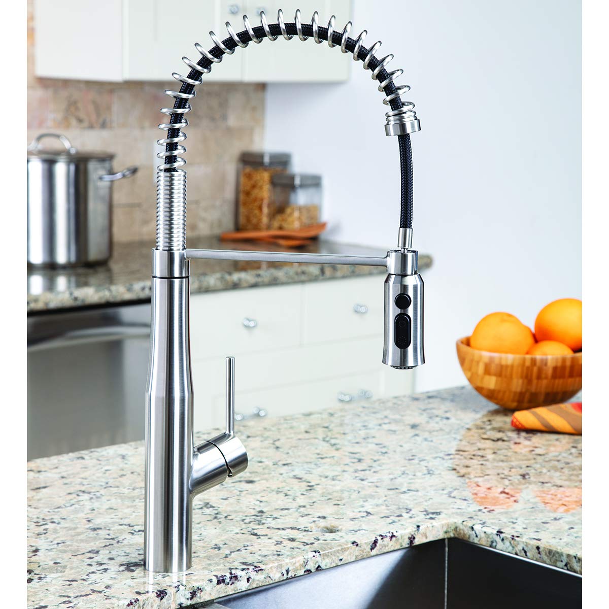 Speakman SB-1043-SS Stainless Steel Pull Down Kitchen Faucet with Neo Spring Technology - Perfect for Modern Kitchens, Dishwashing & Food Prep