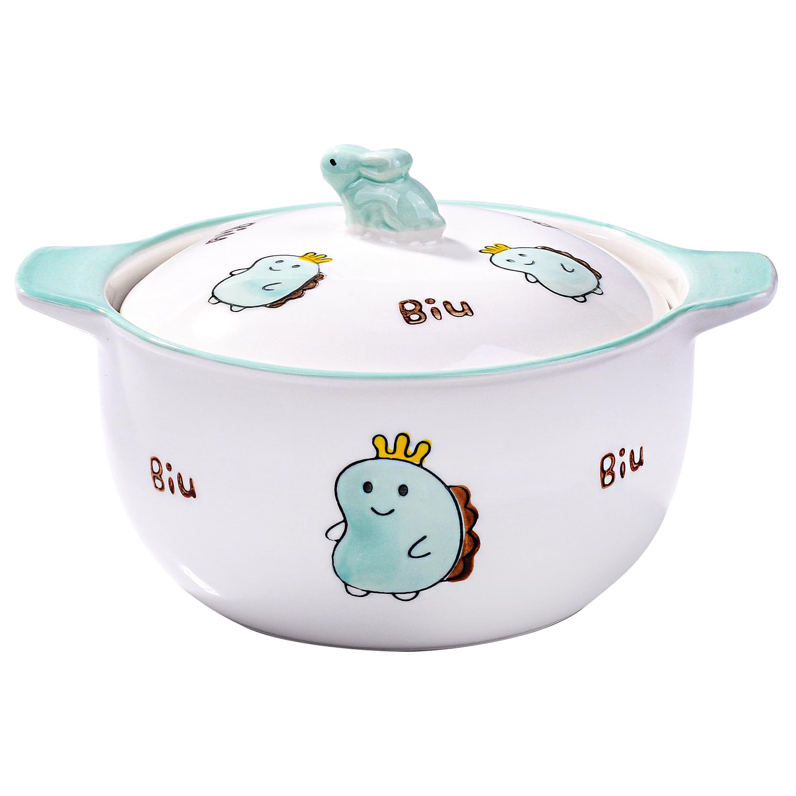 Adorable Animal Ceramic Bowls with Lids Set - Microwave & Dishwasher Safe Food Storage Containers for Kitchen, Meal Prep, Instant Noodles | Perfect for Office, Dorm, Bento & Snacks (4-Piece Set)