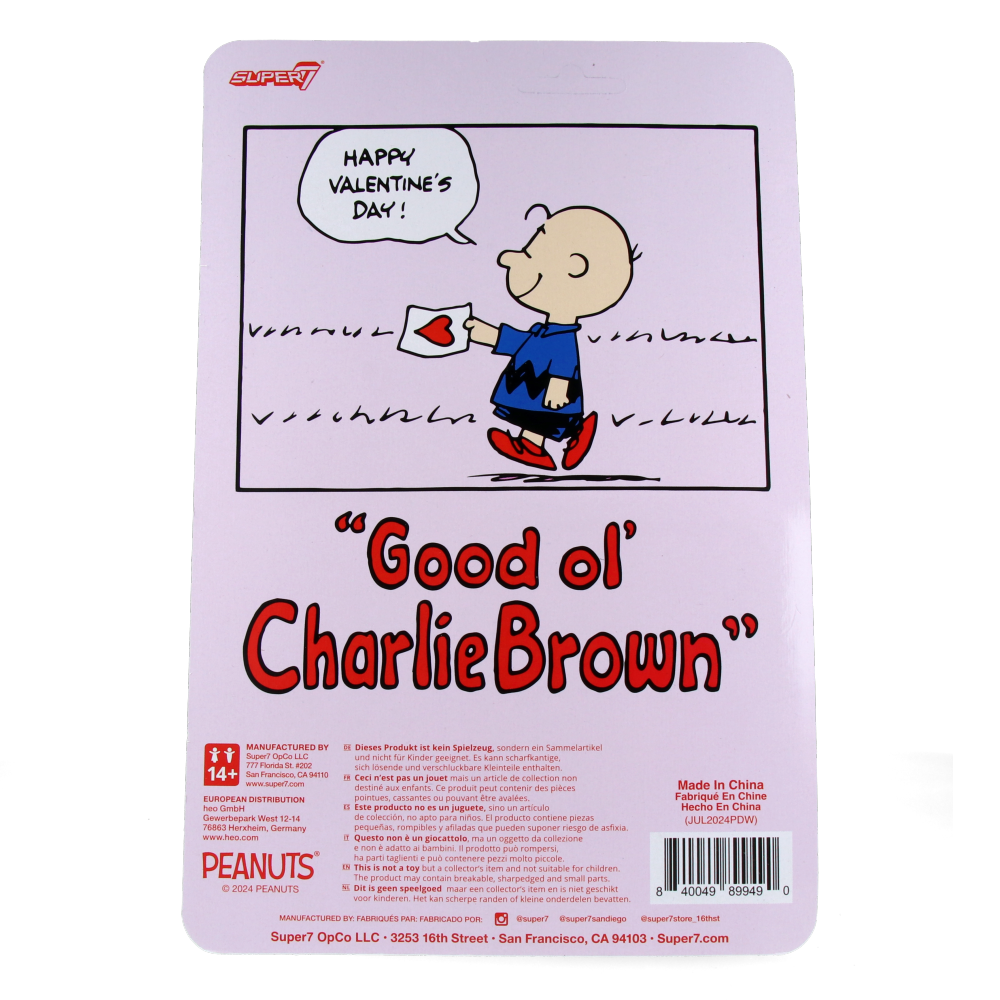 Charlie Brown Valentine's Day Peanuts ReAction Figure - Perfect for Collectors, Gifts & Valentine's Day Decor