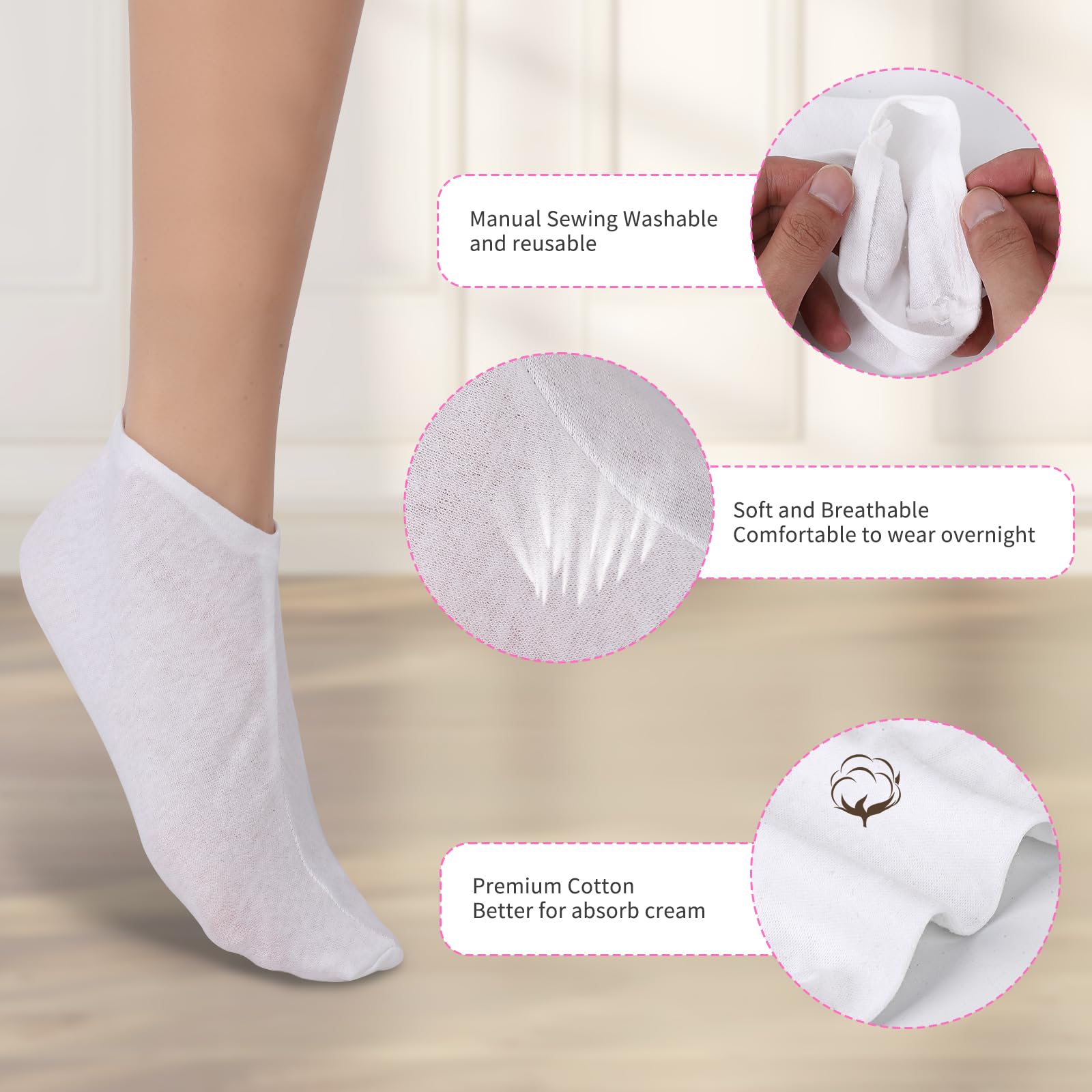Moisturizing Socks for Women - 10 Pairs Cotton Spa Foot Care Socks with Lotion for Dry & Cracked Feet - Overnight Hydrating Gel Socks for Soft Skin - Perfect for Home Spa, Night Treatment & Cracked Heel Repair