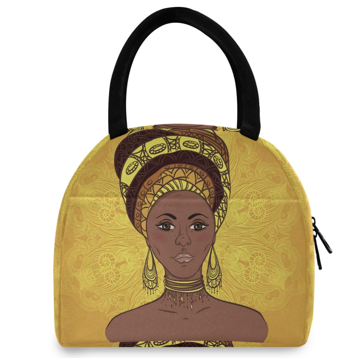 Insulated Lunch Bag for Women - Large Leakproof Lunch Box with Shoulder Straps, African Mandala Design for Work, School & Picnics | Perfect for Office, Kids Lunch & Outdoor Activities