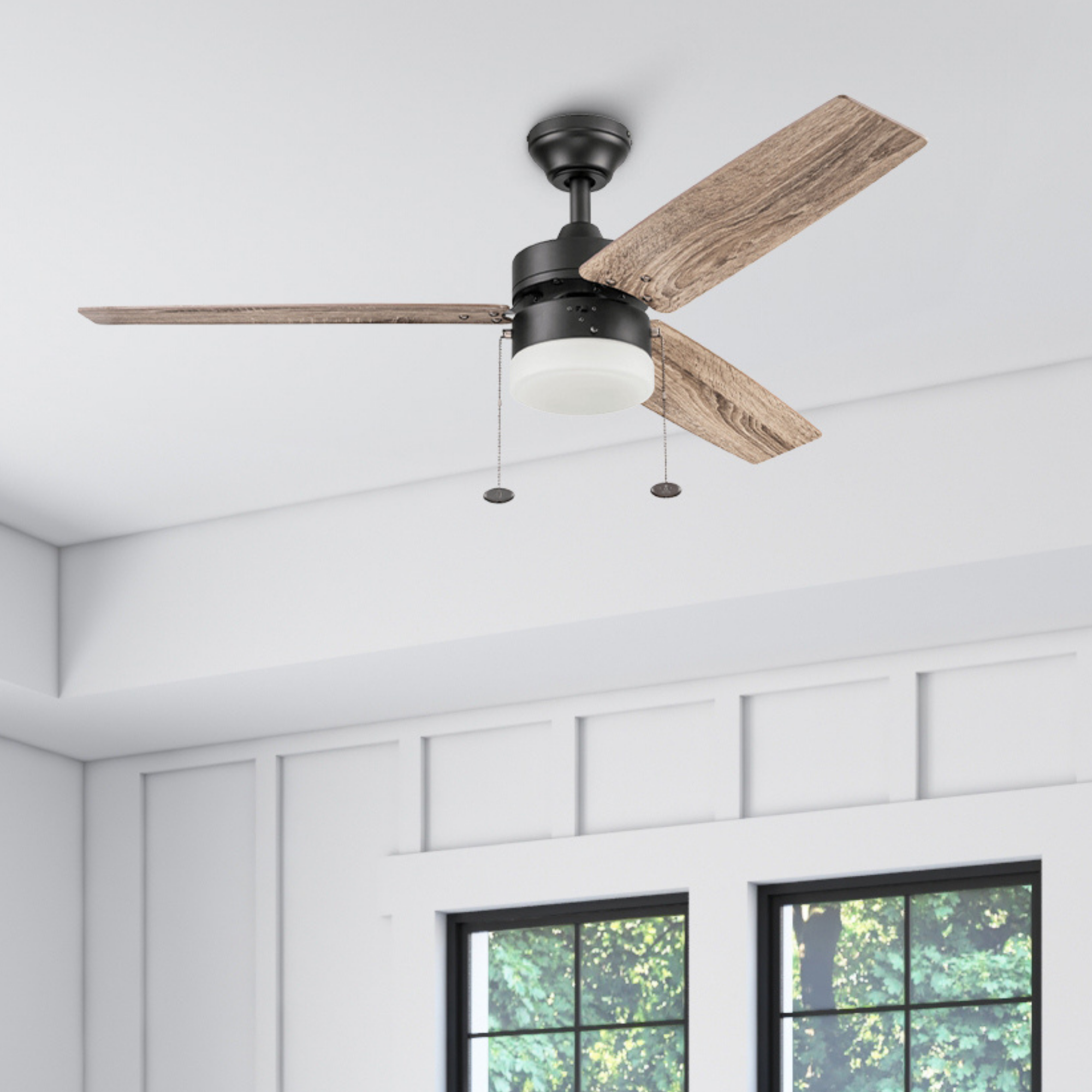 48 Inch Bronze Ceiling Fan with Pull Chain - Modern & Energy Efficient - Perfect for Living Room, Bedroom, or Patio