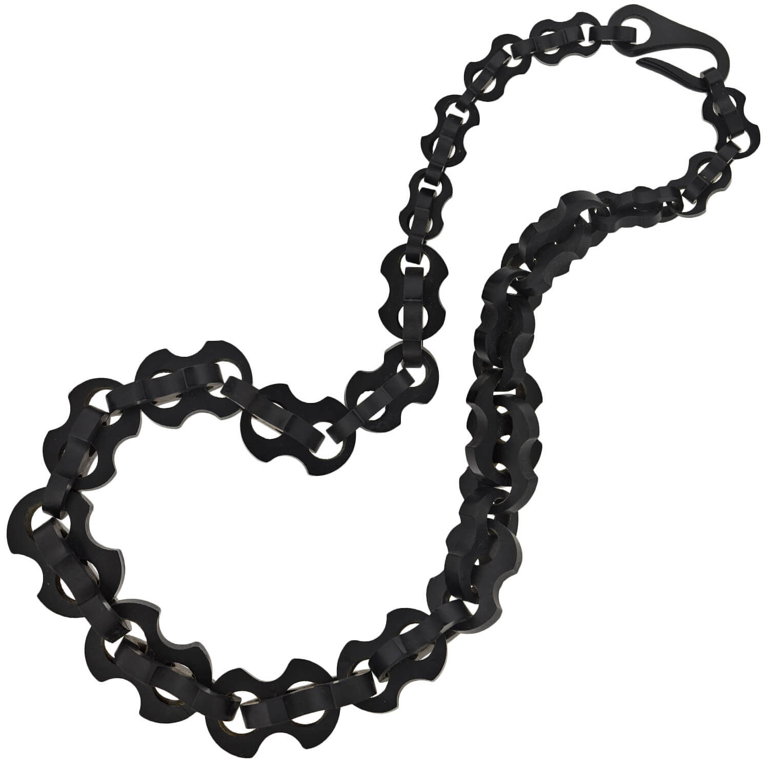 Victorian Style Hand Carved Gutta Percha Link Necklace - 21.5 Inch Antique Inspired Jewelry for Women, Perfect for Vintage Themed Parties & Historical Reenactments