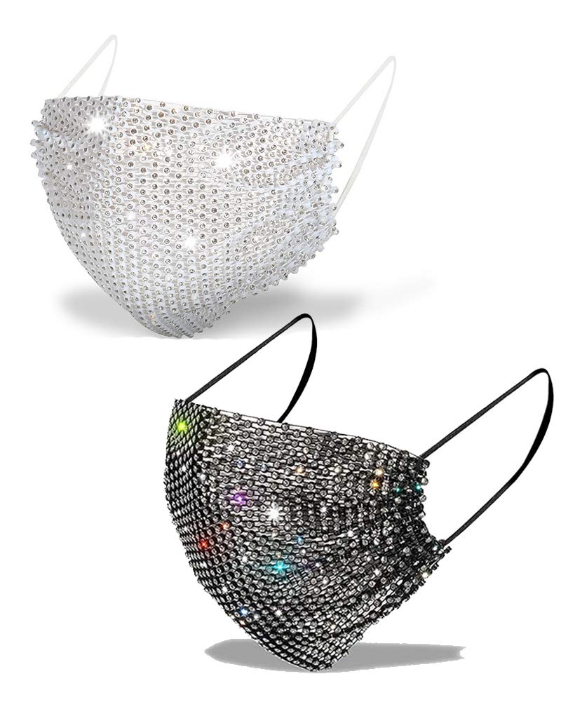 Sparkly Rhinestone Mesh Mask for Halloween & Parties - Women & Girls