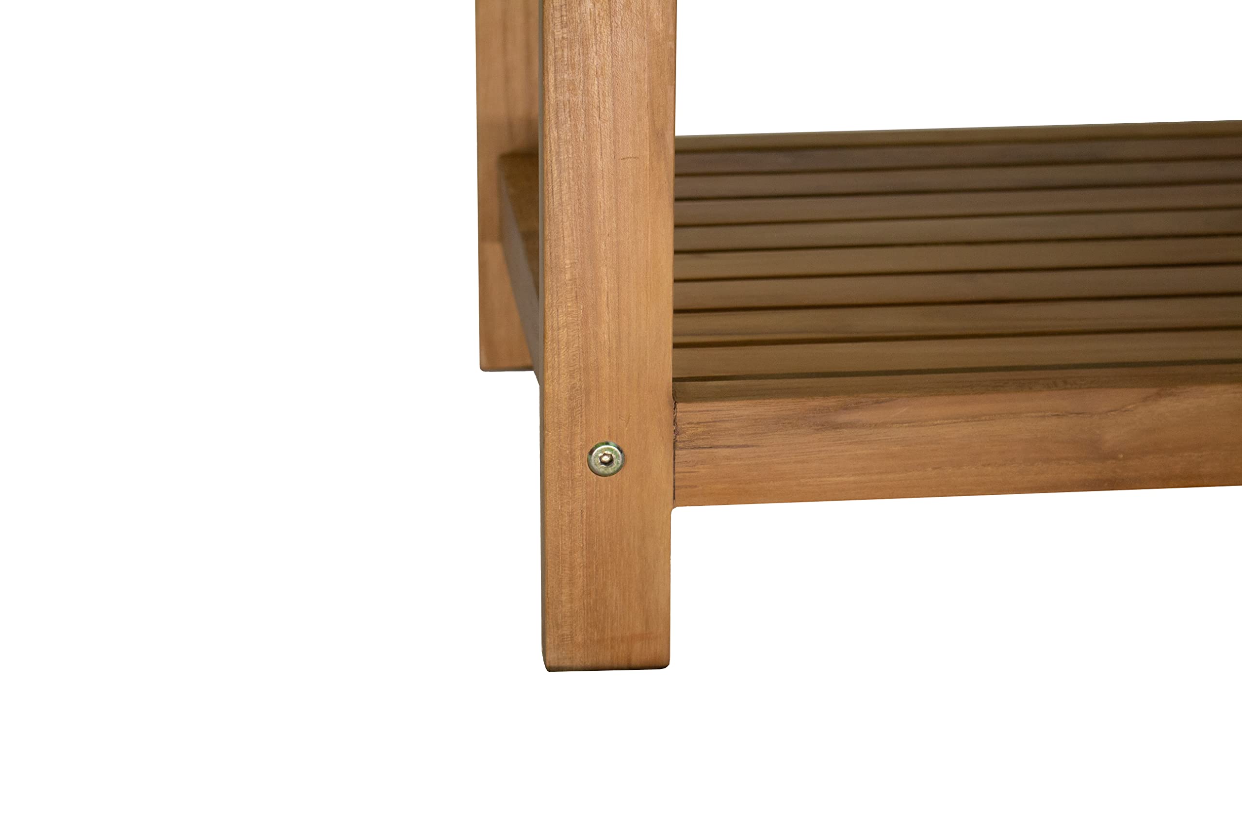 Premium Teak Wood Shower Bench with Shelf | Nordic Style Spa Stool for Indoor & Outdoor Use | 18