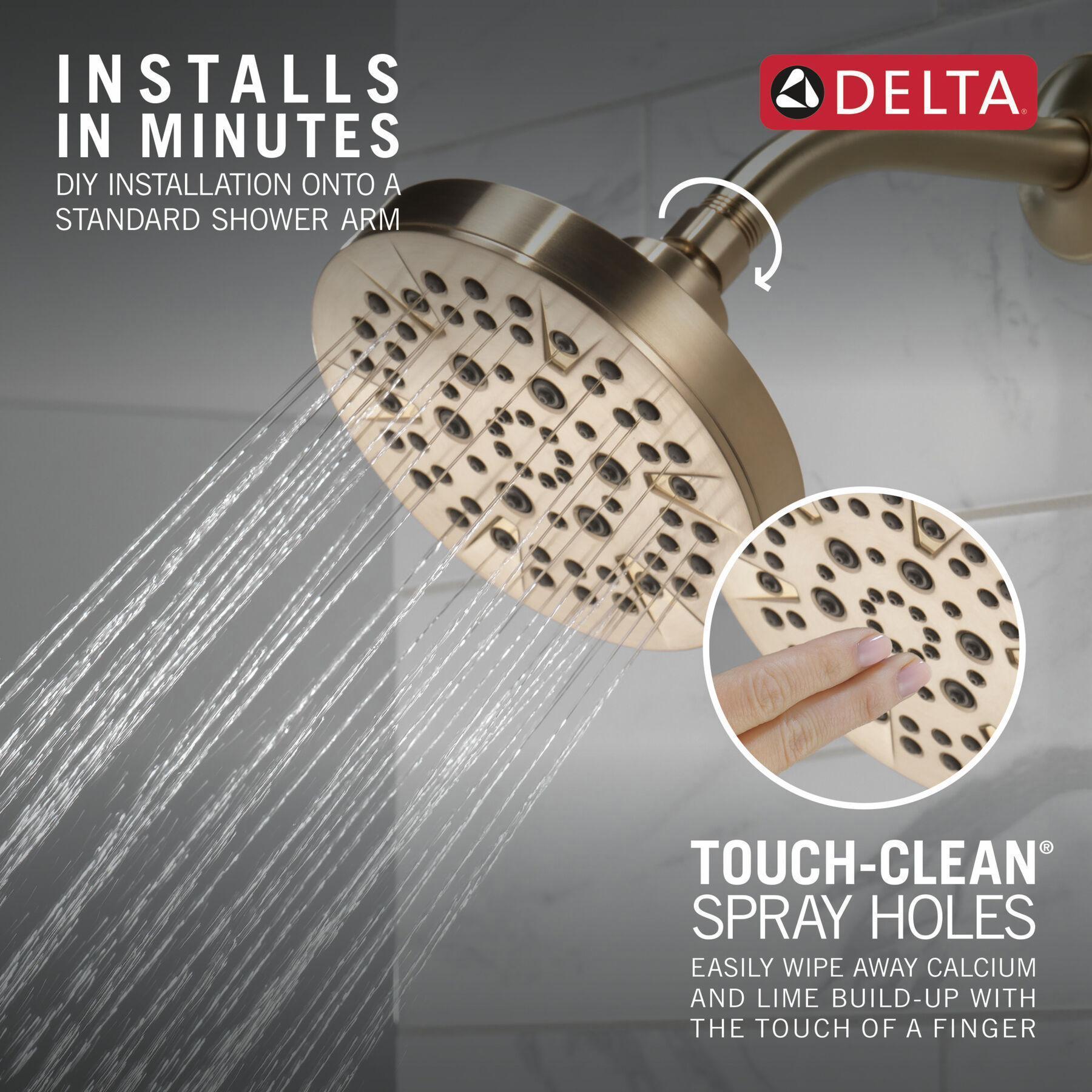 Delta 52535 CZ 5-Setting Shower Head 1.75 GPM in Champagne Bronze - Perfect for Bathroom Renovation & Spa-Like Shower Experience