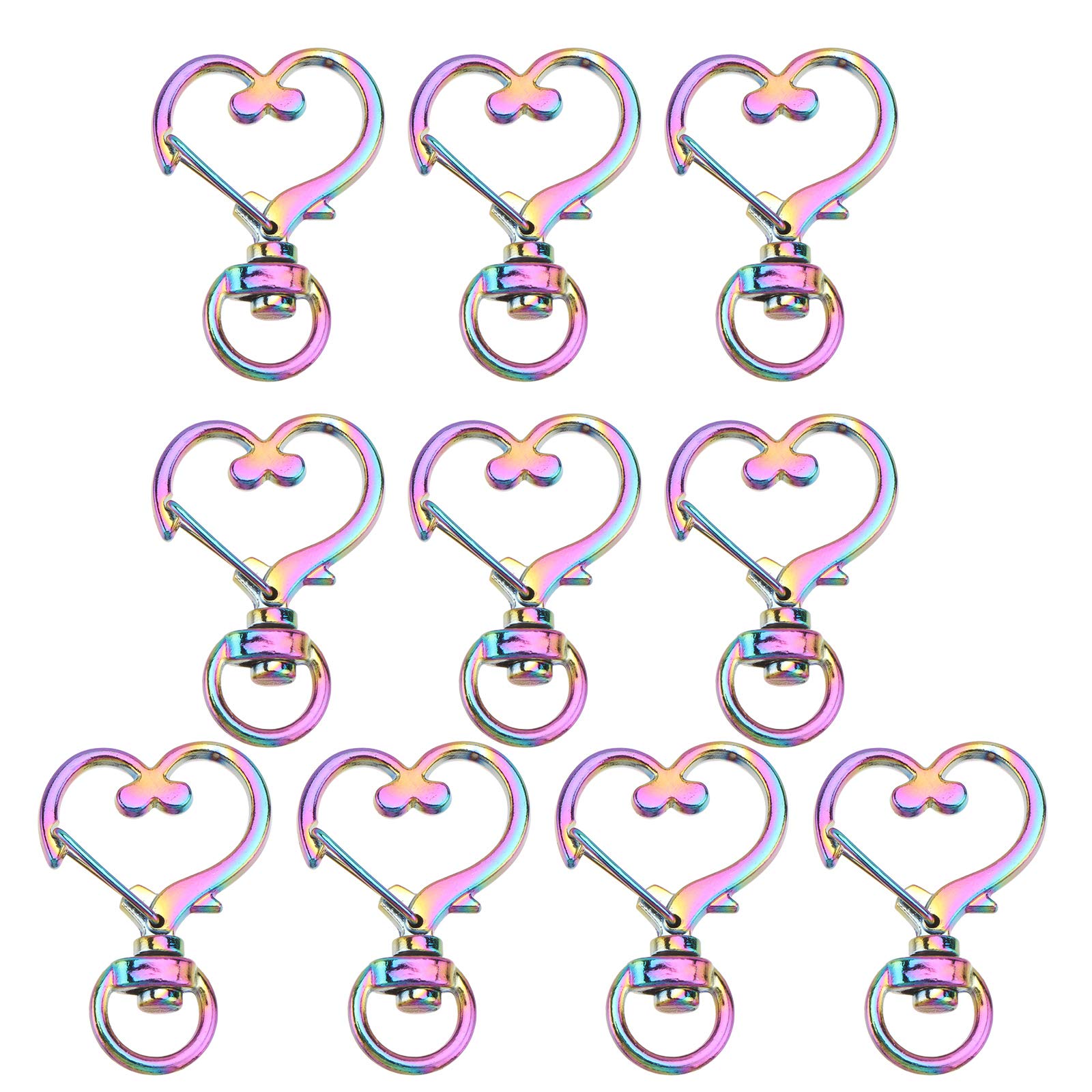 Colorful Heart-Shaped Alloy Keychain - 10Pcs Key Rings for Gifts & Decor