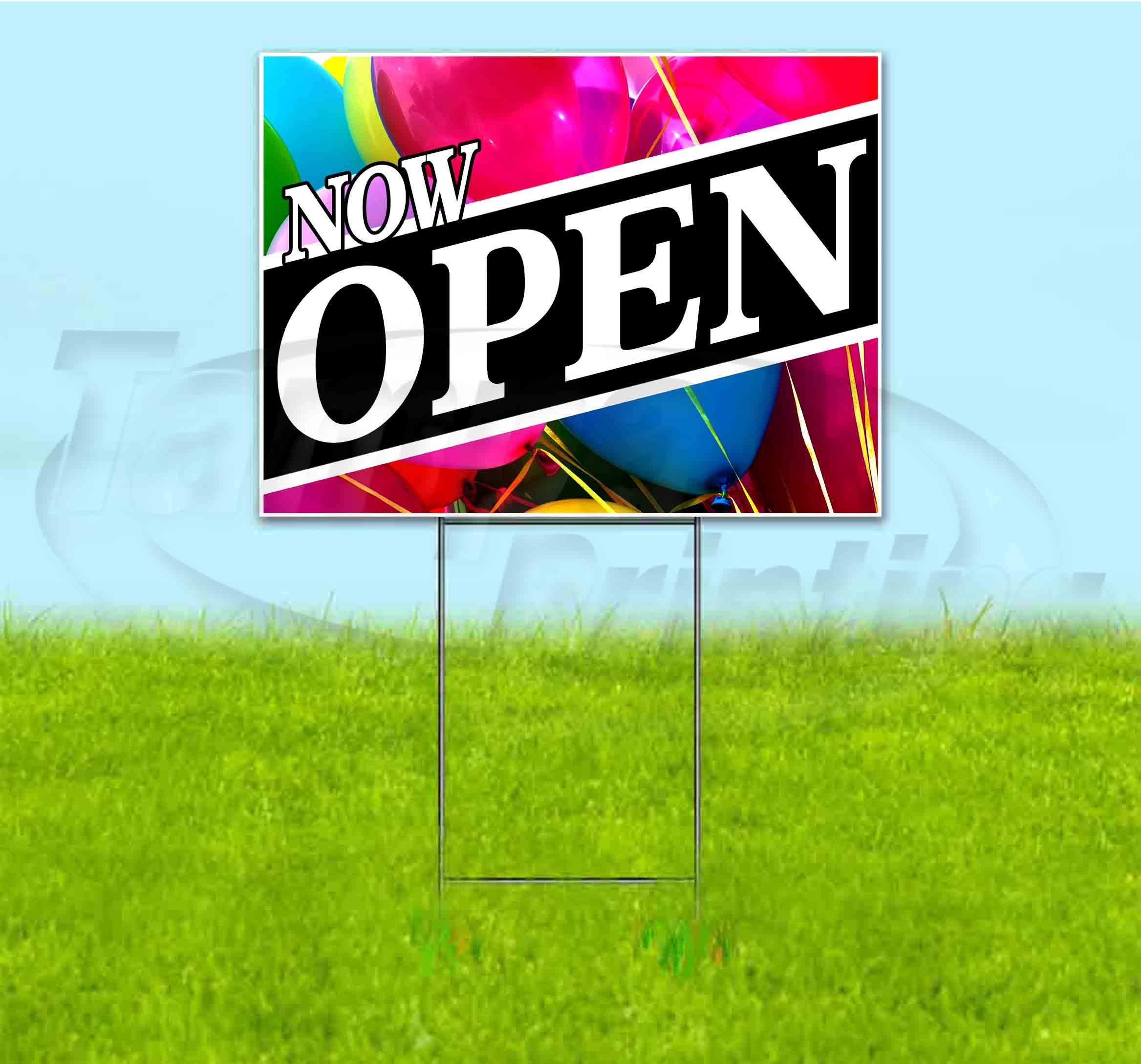 Now Open 18x24 Inch Yard Sign with Metal Step Stake - Bulk Discounts & Multi-Packs Available - Perfect for Grand Openings, Real Estate, and Business Advertising