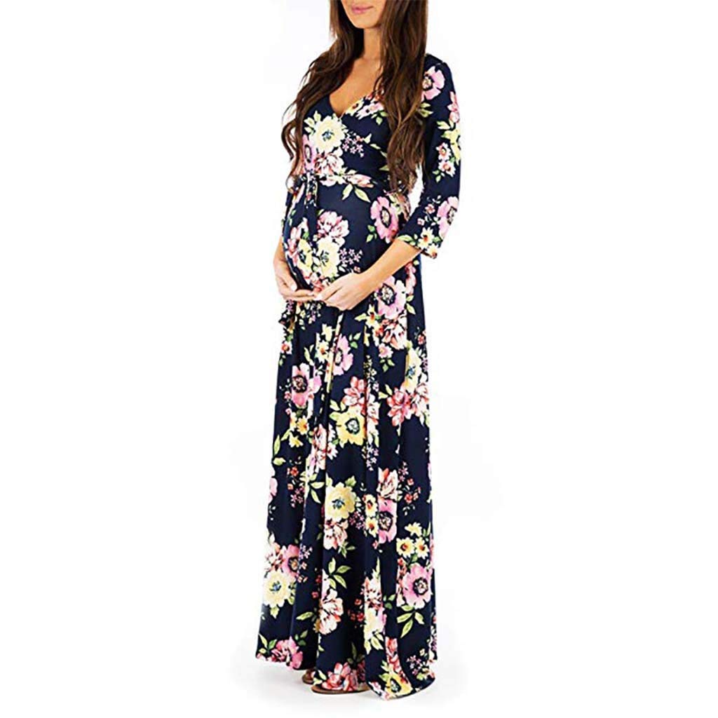YUNDAN Maternity Wrap Dress - Adjustable, Multi-Function Pregnancy Dress with Belt for Women | Perfect for Baby Showers, Maternity Photos & Everyday Comfort