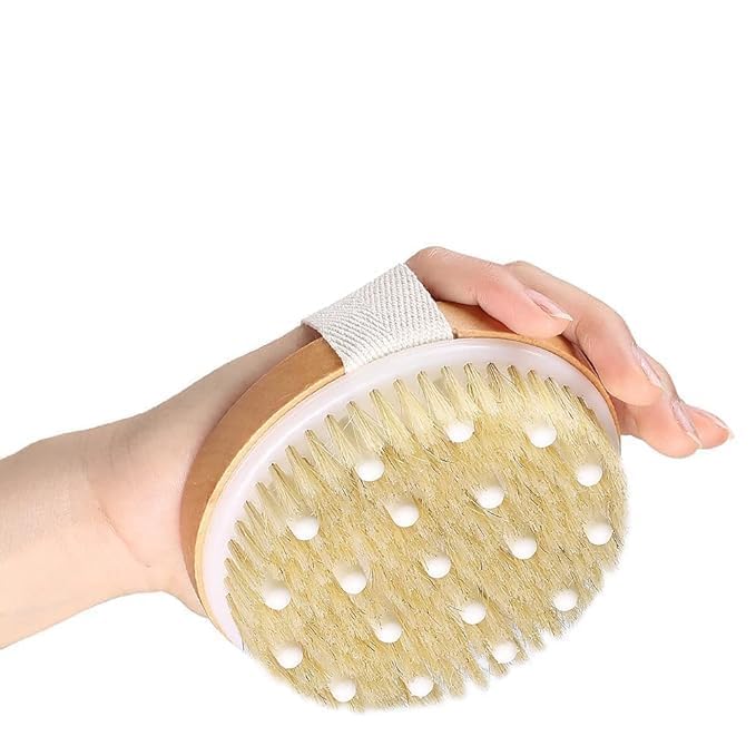 VENIVA Round Body Bath Brush - Solid Wood Exfoliating Brush for Smooth & Soft Skin, Improves Circulation & Prevents Ingrown Hairs - Perfect for Shower, Spa & Daily Skincare Routine