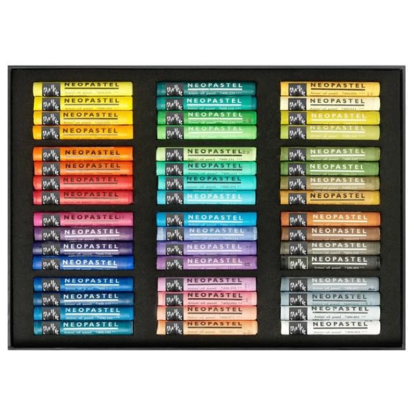 Premium Caran D'ache Neopastel Oil Pastels Set - 48 Vibrant Colors (7400.348) for Professional Artists & Sketching | Ideal for Drawing, Blending & Mixed Media Art Projects