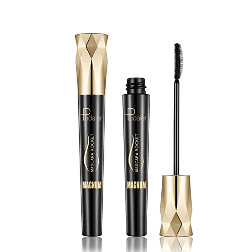 4D Silk Fiber Mascara for Women - Waterproof, Long Lasting, Lengthening & Volumizing - Crown Slim Anti-Sweat Eyelash Makeup for Day & Night Wear