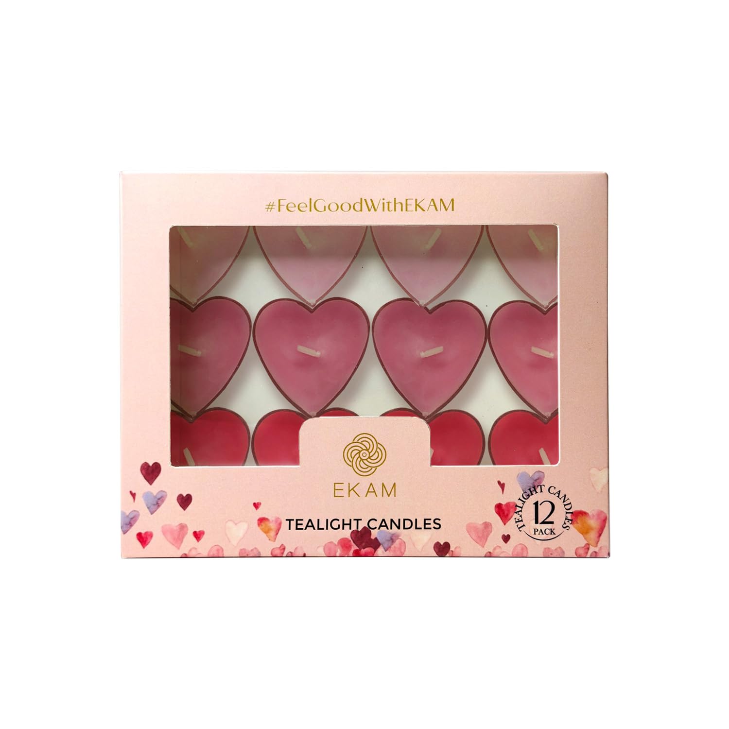 EKAM 12-Pack Heart Shaped Scented Tealight Candles - Valentine's Day Gift Set with Romantic Fragrances (Heart's Desire, Love Whisper, Crimson Kiss) | Home Decor, Wedding Favors, Romantic Dinner Ambience | 3-Hour Burn Time Each