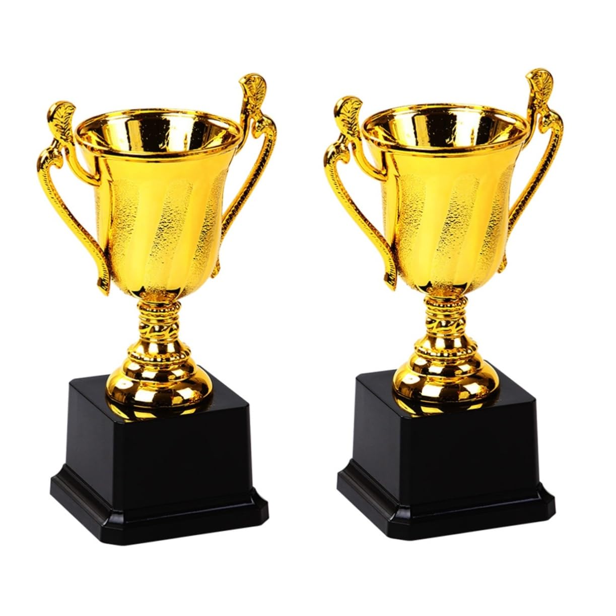 Kisangel 2-Pack Golden Award Trophies - Mini Prize Cups for Sports, Academic & Office Achievements - Reusable Party Decorations for Birthday, Graduation & Award Ceremonies