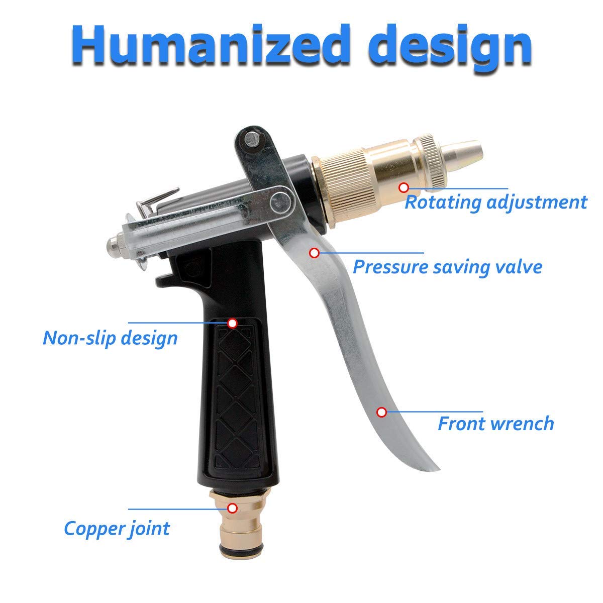 Adjustable Garden Hose Nozzle - 5 Spray Patterns for Car Wash & Plants