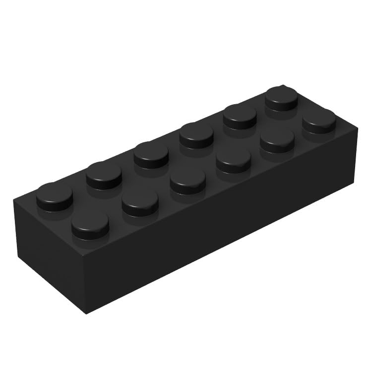 100-Piece Classic Black Bricks Bulk - 2x6 Flat Building Bricks Compatible with Lego | Perfect for DIY Projects, Model Building & Educational Toys (Color: Black)