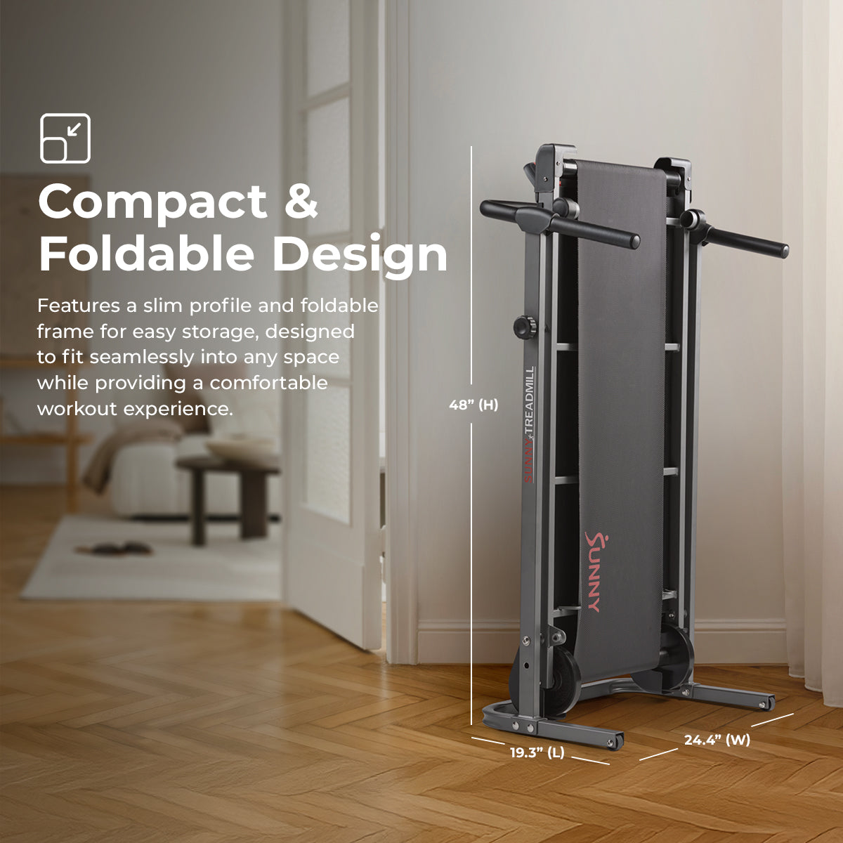 Compact Foldable Manual Treadmill for Home & Office - Portable Walking Machine for Small Spaces, Apartment Workouts & Under Desk Exercise