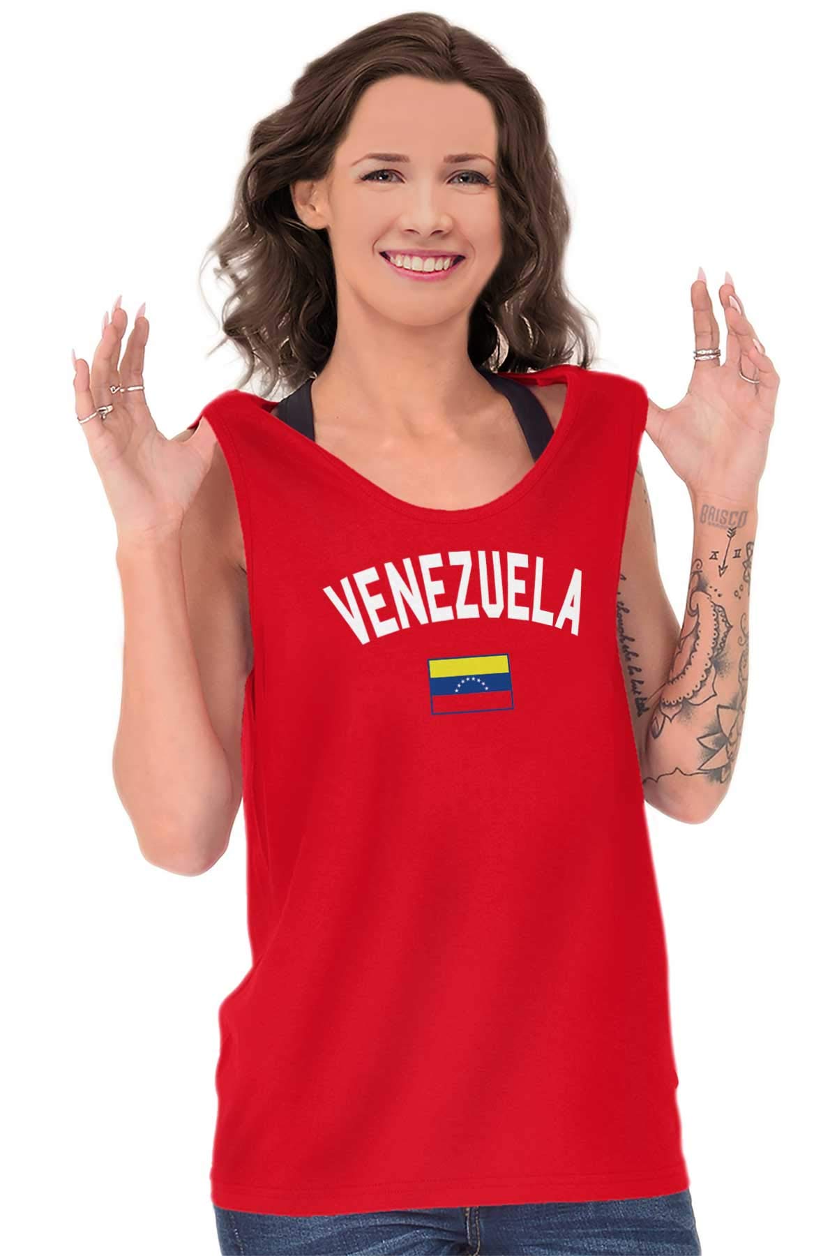 Brisco Brands Venezuela Flag Soccer Fan Tank Top T-Shirt for Men & Women - Perfect for World Cup, National Pride & Sports Events