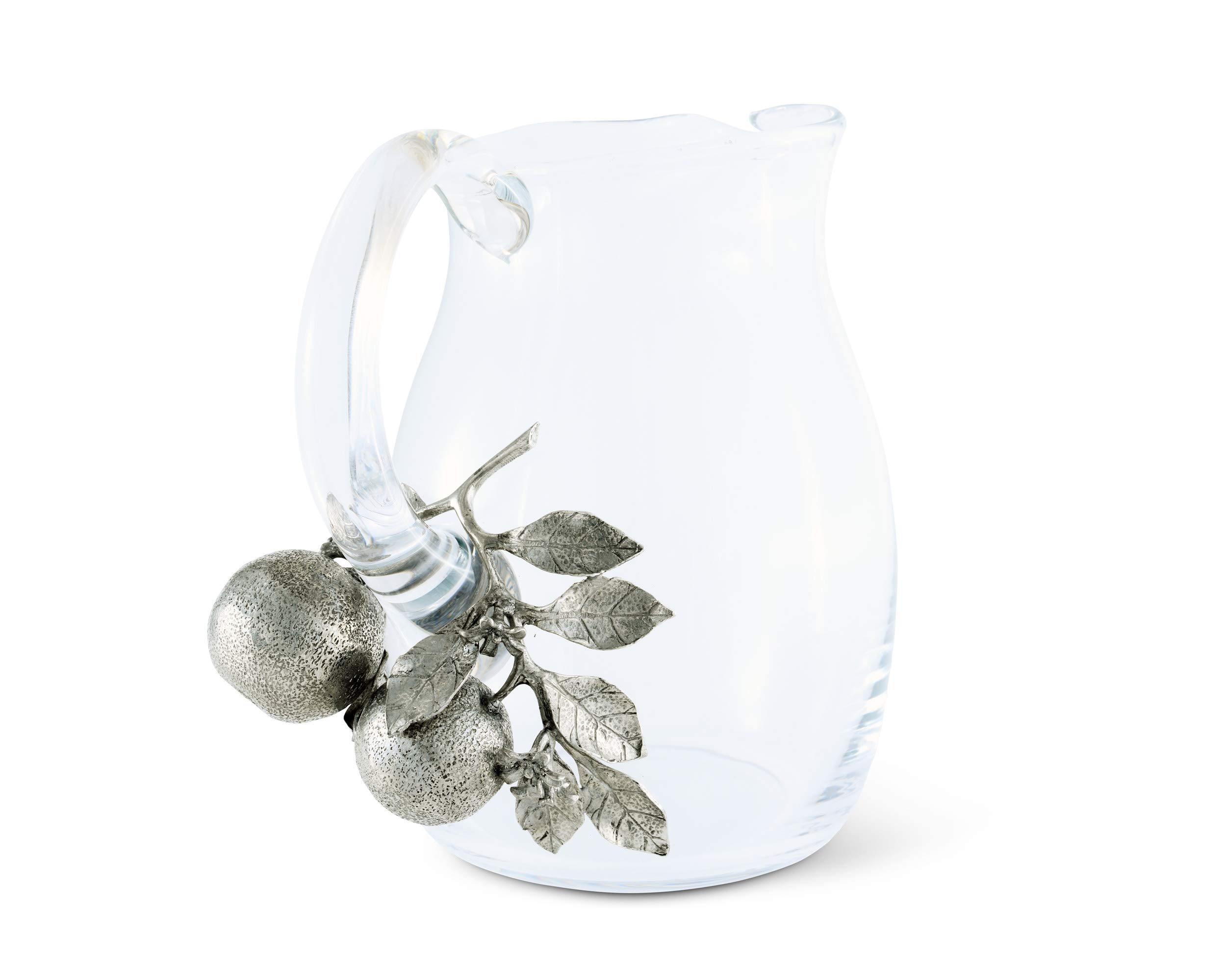 Vagabond House 72 oz Glass Pitcher with Orange Blooms Design - Perfect for Serving Cold Water, Iced Tea, Juice & Beverages | Elegant 8-Inch Tall Pitcher for Parties, Dining & Home Decor