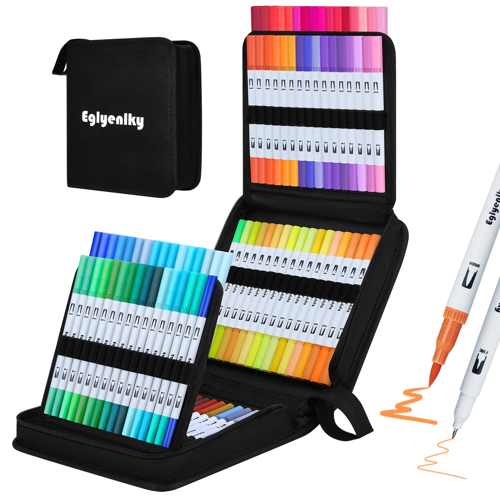 100-Color Dual Tip Brush Pens Set - Fine & Brush Tip Art Markers for Adult Coloring, Drawing, Lettering, Calligraphy & Sketching | Perfect for Artists, Students & DIY Projects | Christmas Gift Idea (White Set)