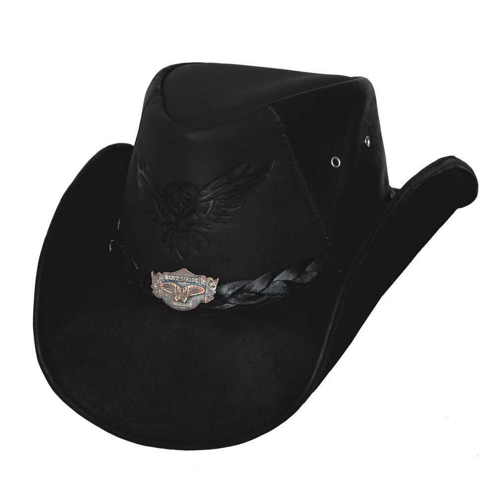 Premium BULLHIDE Leather Cowboy Hat for Men - King of The Road with 3 3/8