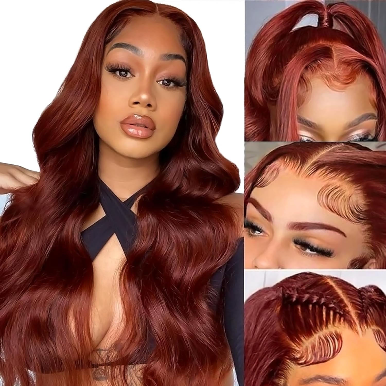 Reddish Brown Lace Front Wigs Human Hair - Auburn Brown 13x4 HD Transparent Body Wave Lace Wig for Black Women | Natural Look for Daily Wear, Parties & Special Occasions