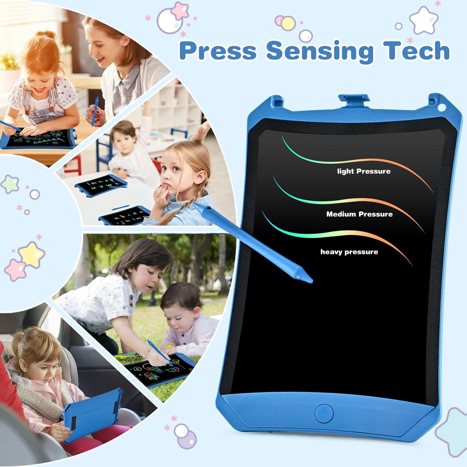 Reusable LCD Writing Tablet for Kids & Adults - Toddler Drawing Board with Colorful Screen, Educational Handwriting Aid for Home, School & Office - Perfect Gift for Learning, Note Taking & Creative Play (Blue)