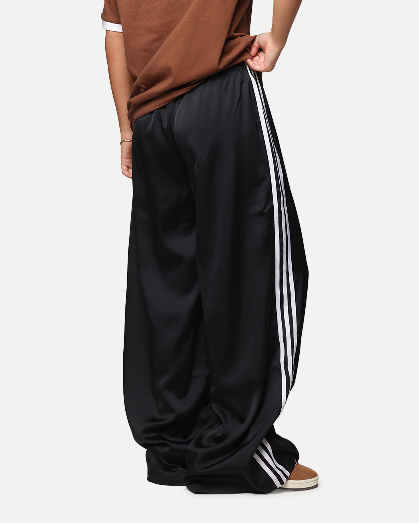 Adidas Women's Satin Wide Leg Lounge Pants - Black | Comfortable High-Waisted Yoga Pants for Workout, Travel & Casual Wear