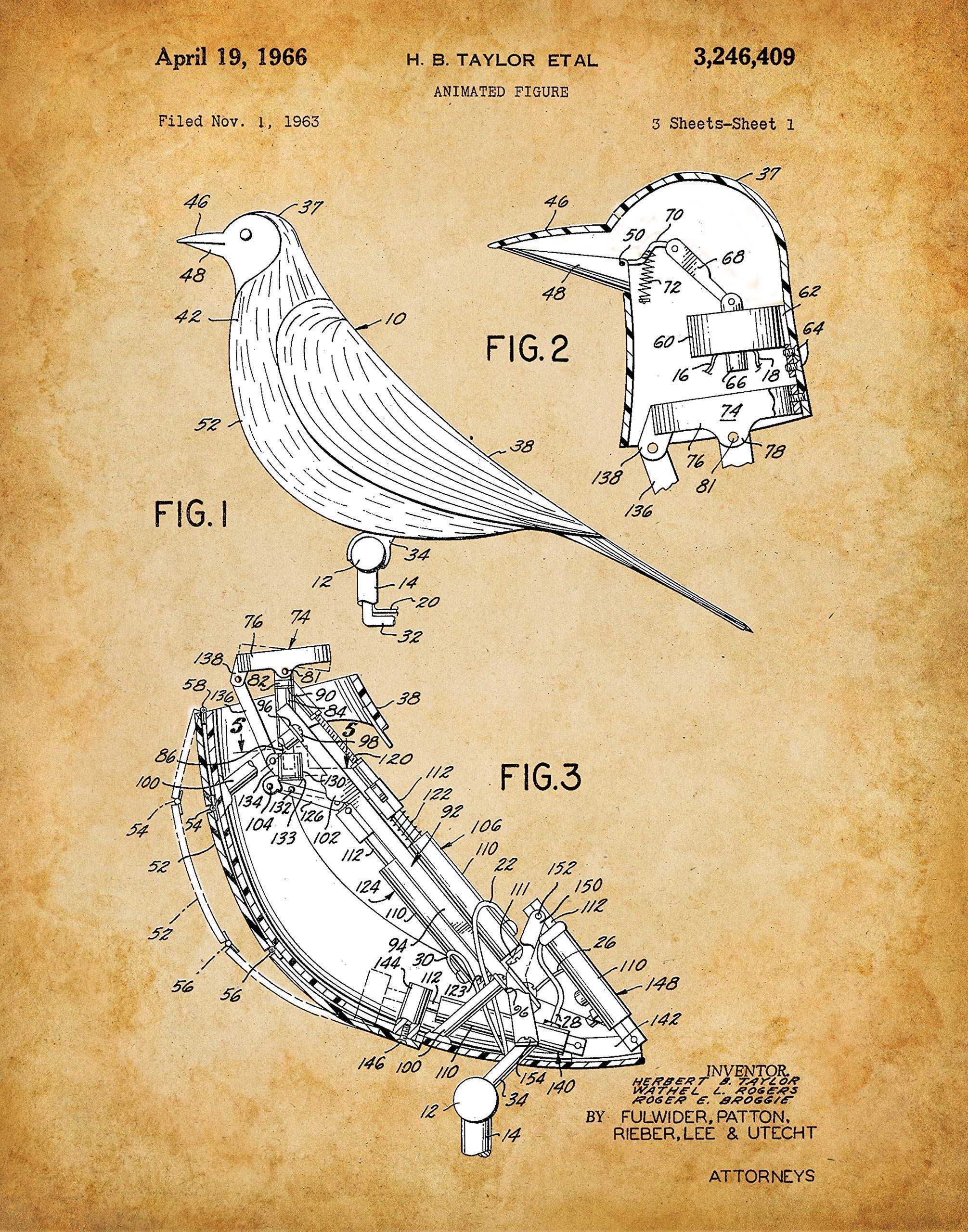 Disney Talking Bird Patent Print - Vintage Disneyland Attraction Poster | Classic Disney Housewarming Gift for New Home | Kids Room Decor & Disney Fan Collectible | Unframed Poster or Canvas Art - Perfect for Disney Themed Rooms, Birthday Gifts & Home Decor