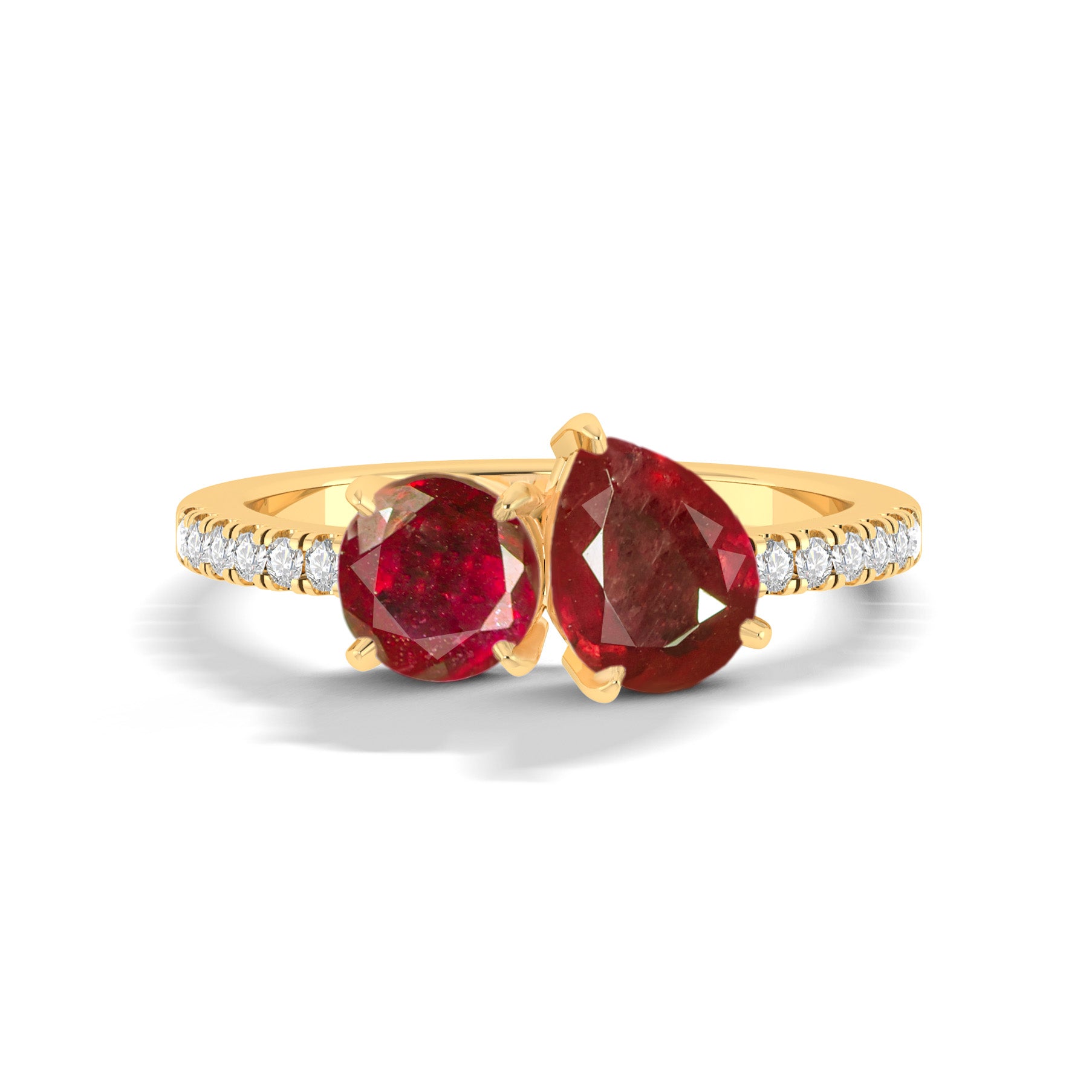 Natural Red Ruby and Diamond Dual Stone Promise Ring for Women - Elegant Jewelry Gift for Her, Perfect for Anniversaries, Engagements & Special Occasions