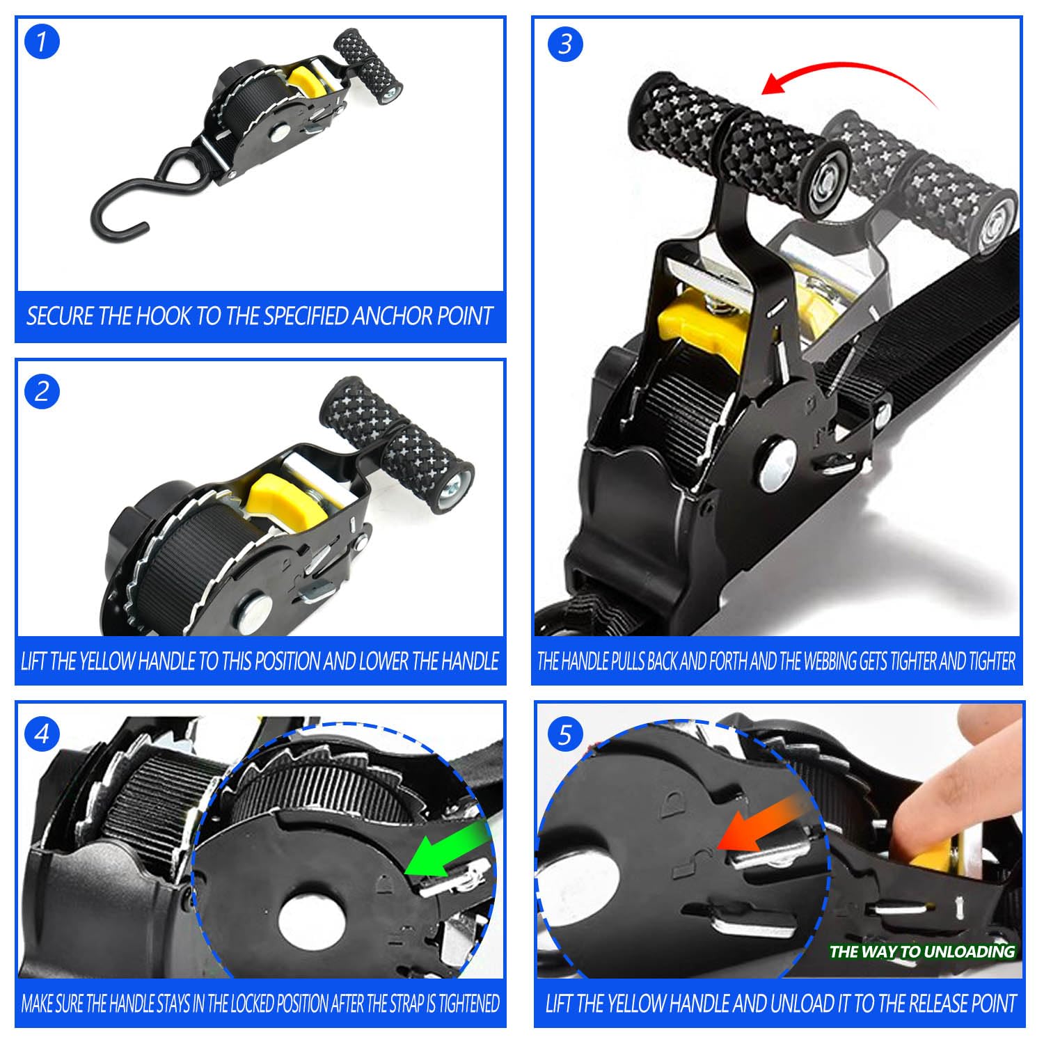 2PCS Retractable Ratchet Straps for 2015-2025 Ford F150 - Heavy Duty Tie Down Straps Replacement - Perfect for Truck Bed Cargo Securing & Transport Accessories